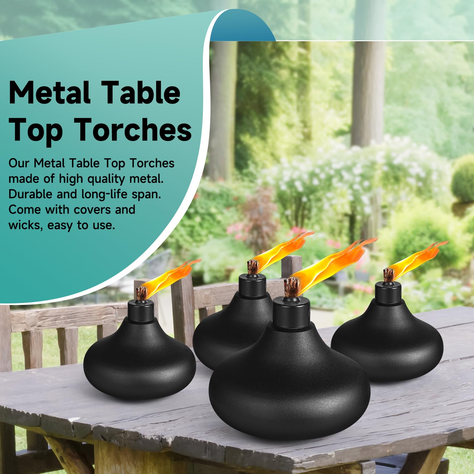 ZSPENG 8 Pack Citronella Table Top Torches, 24.5 oz Refillable Flame Light, Outdoor Garden Decor, Model ZMJYW-08