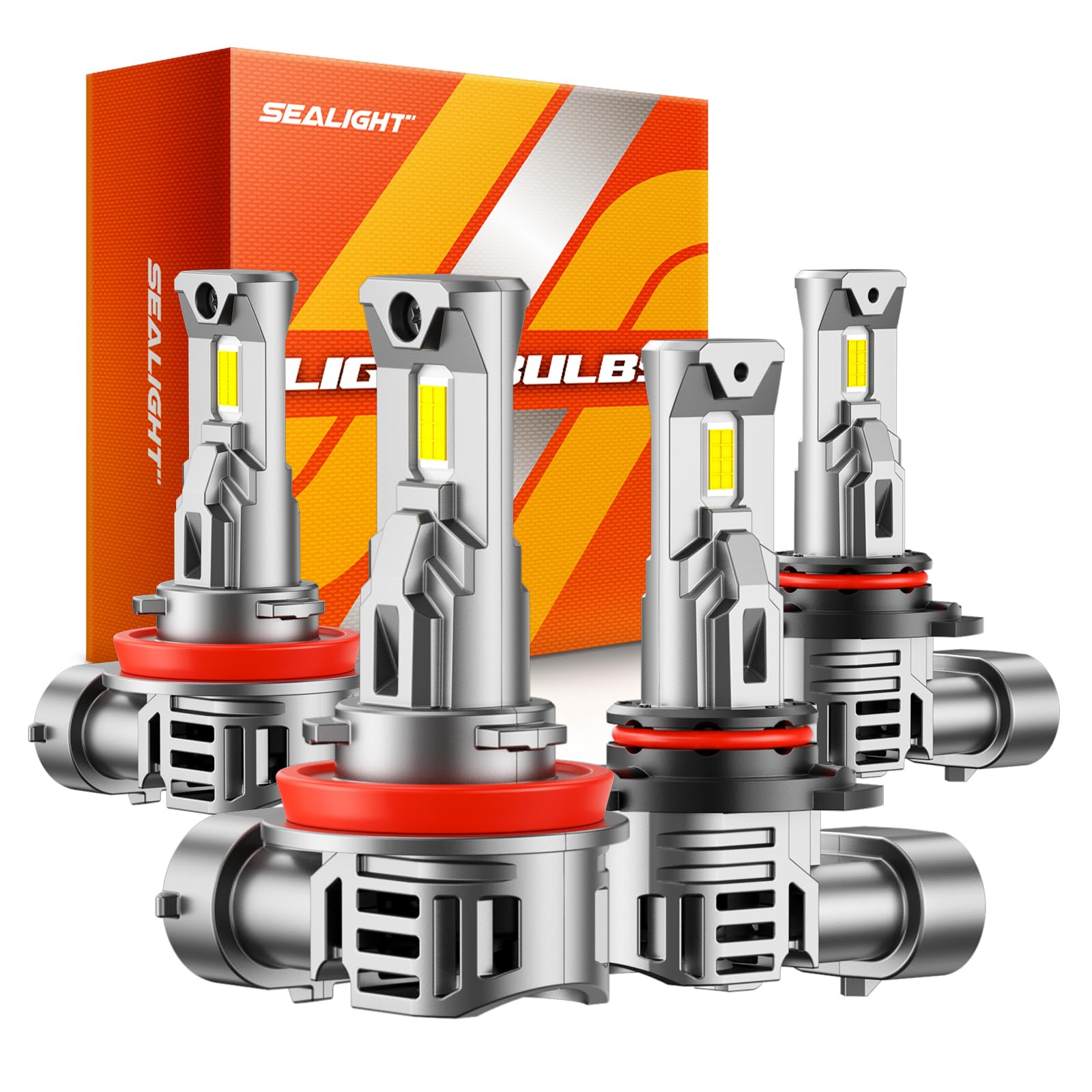 SEALIGHT 9005 H11 LED Fog Light Bulb Combo, 60000LM, 6500K Cool White, S1-PRO, Pack of 4