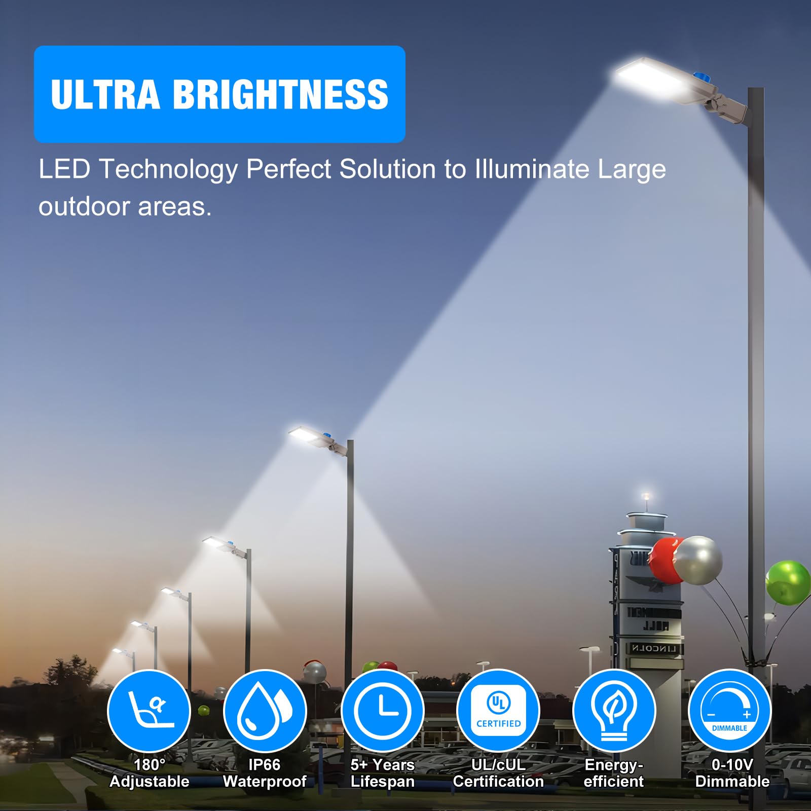 G GJIA LED Parking Lot Light 200W 28000LM 5000K Daylight Bronze 3 Pack with Dusk to Dawn Photocell Adjustable Slip Fitter Mount