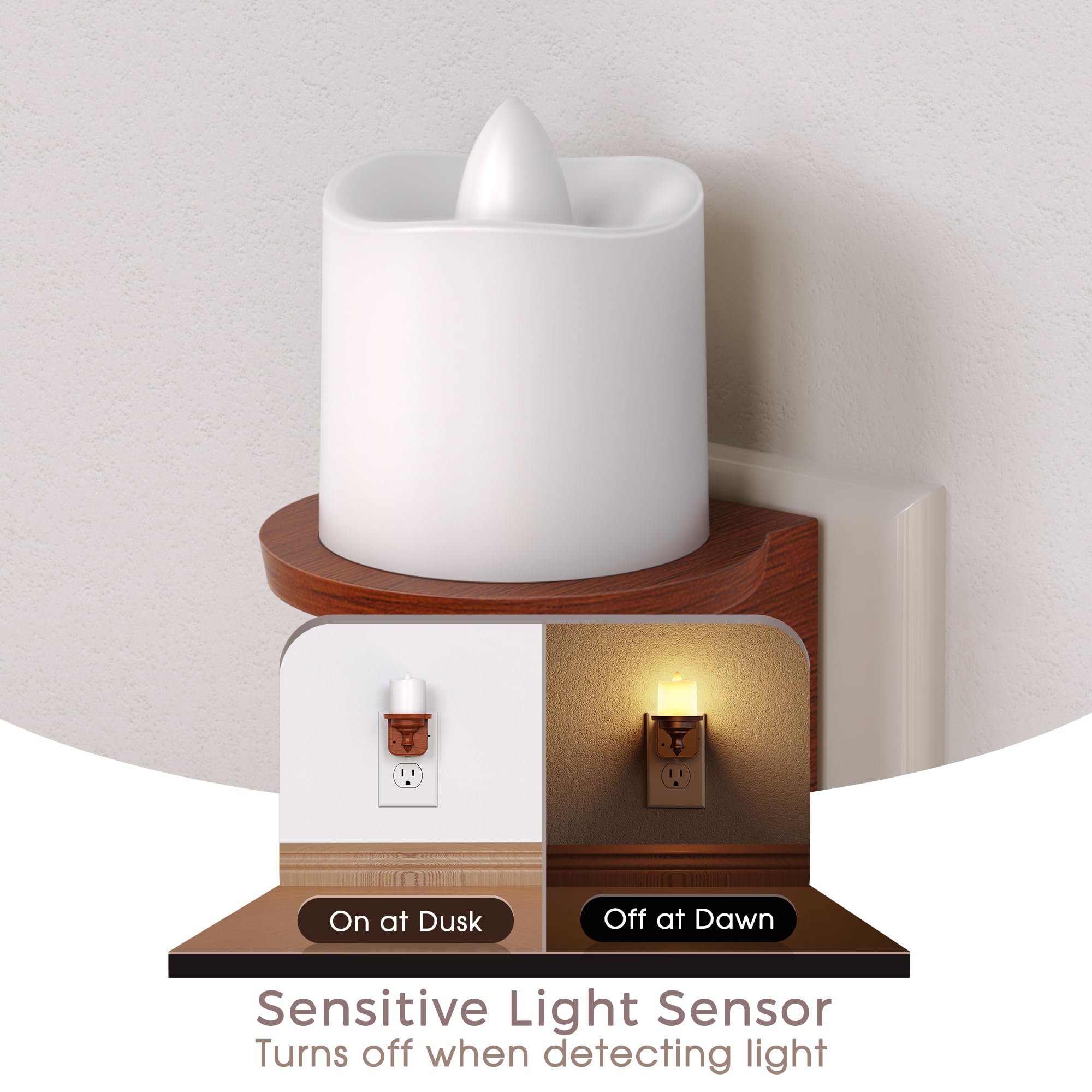 Briignite Vintage LED Night Light Plug-in 2 Pack, Dimmable 0-100LM, 3000K Soft White, Warm Woodgrain Color