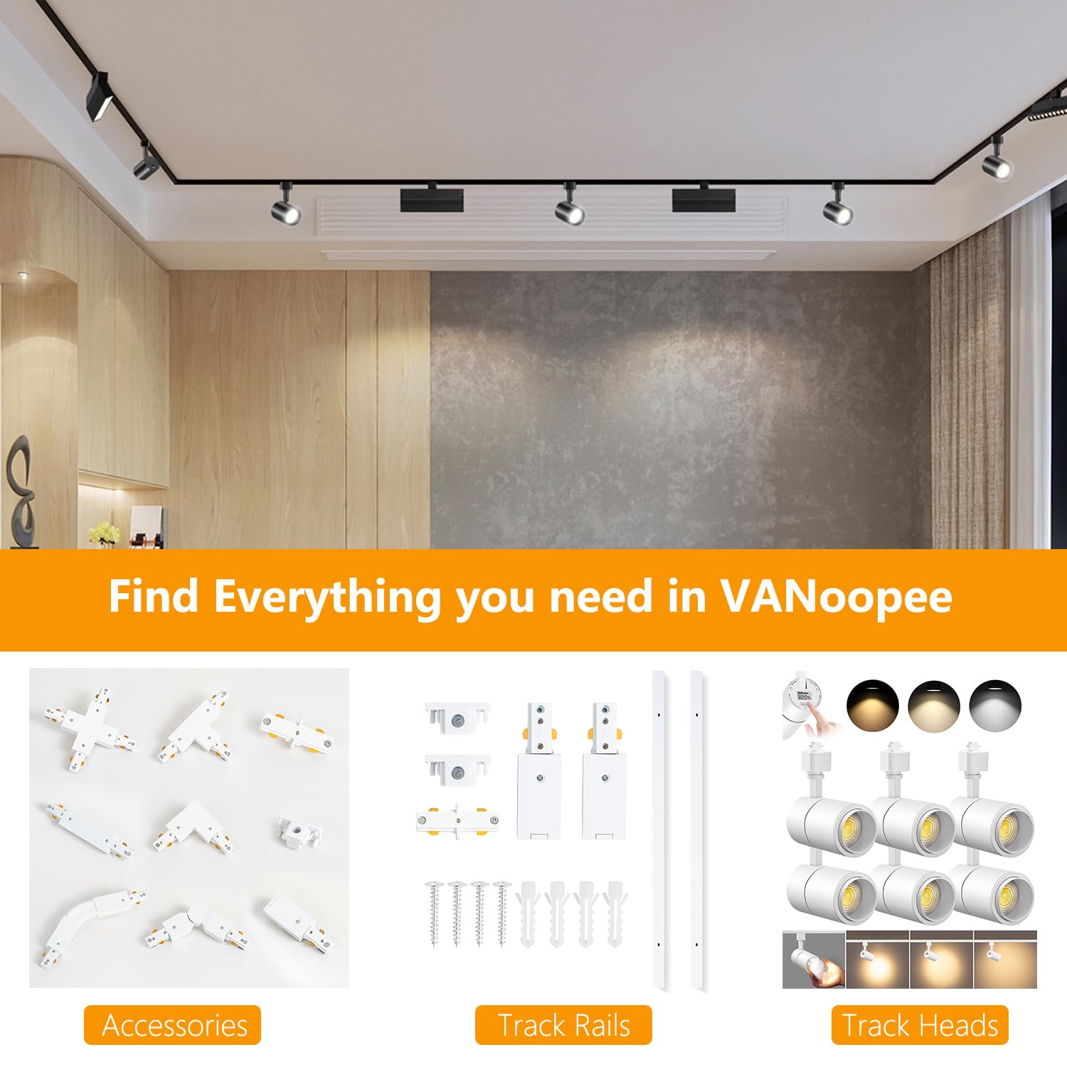 Vanoopee H Track X Connector White, H Type Track Lighting Accessories For Single Circuit 3-Wire-1 Track Rail, Track Connector Fo