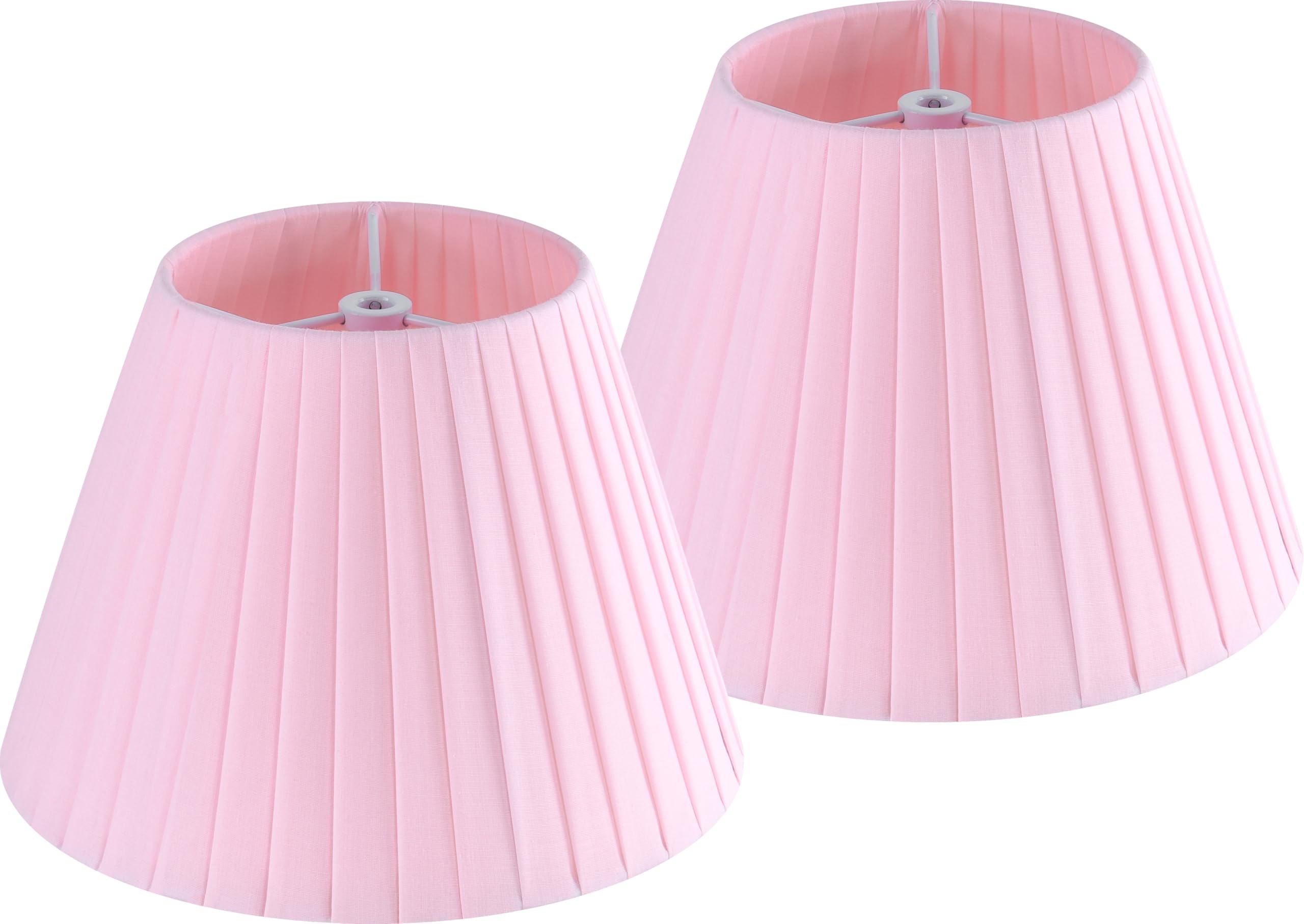 GO&SO Set of 2 Small Pink Lampshades, 5'' Top x 9'' Bottom x 6.4'' Spider Pleated Empire Transitional Lamp Shades for Table Lamp