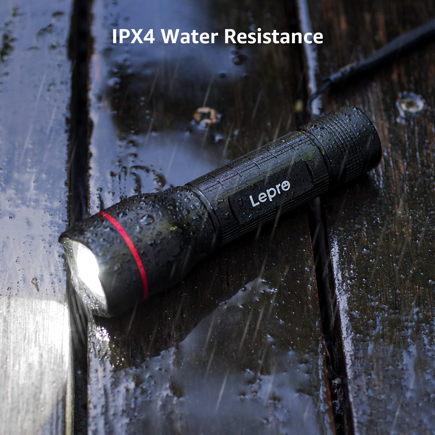 Lepro LED Flashlight LE2000 - High Lumen, 5 Modes, Zoomable, Waterproof, Black, 2 Pack, AAA Battery Powered