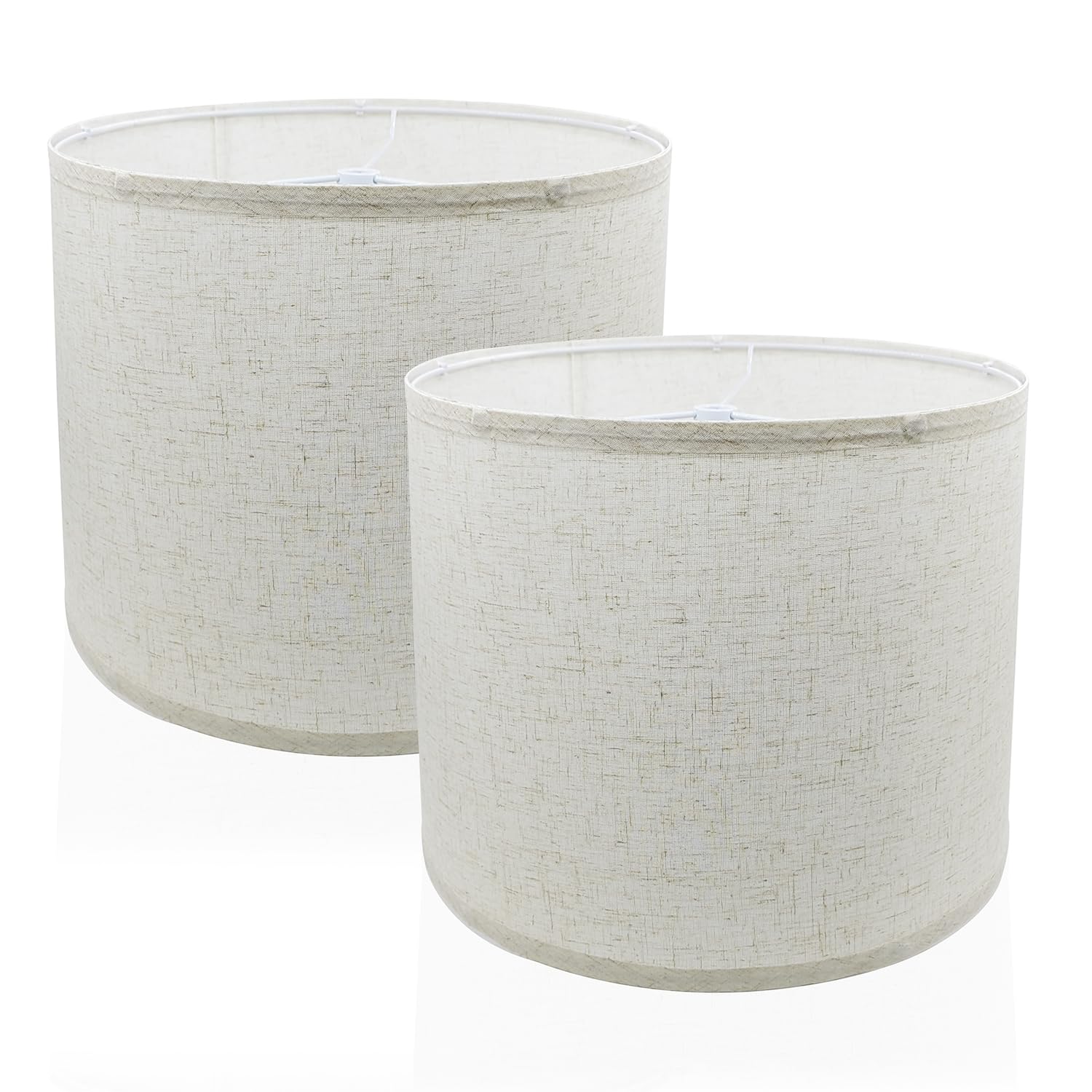 Lampshades Set Of 2, Drum Lampshades 11.6X12.6X9.8In Medium Fabric Natural Linen Hand Crafted Lampshades,Barrel Lamp Shades For Table Lamps & Bedside Lamps Replacement Lampshade
