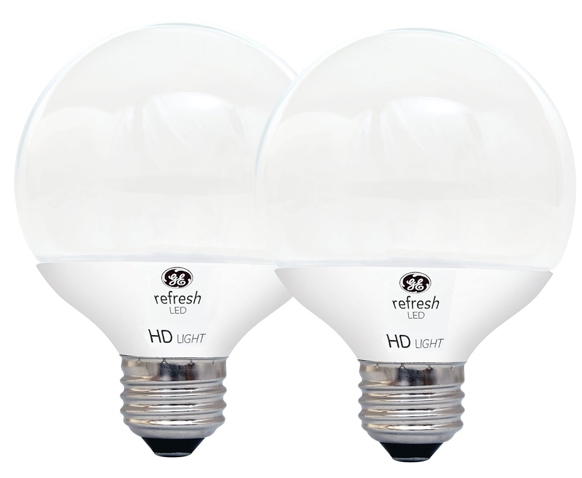 Ge Lighting 92239 Led Relax Hd 6 (60-Watt Replacement), 500-Lumen G25 Light Bulb With Medium Base, Soft, 2-Pack, Frosted White, 