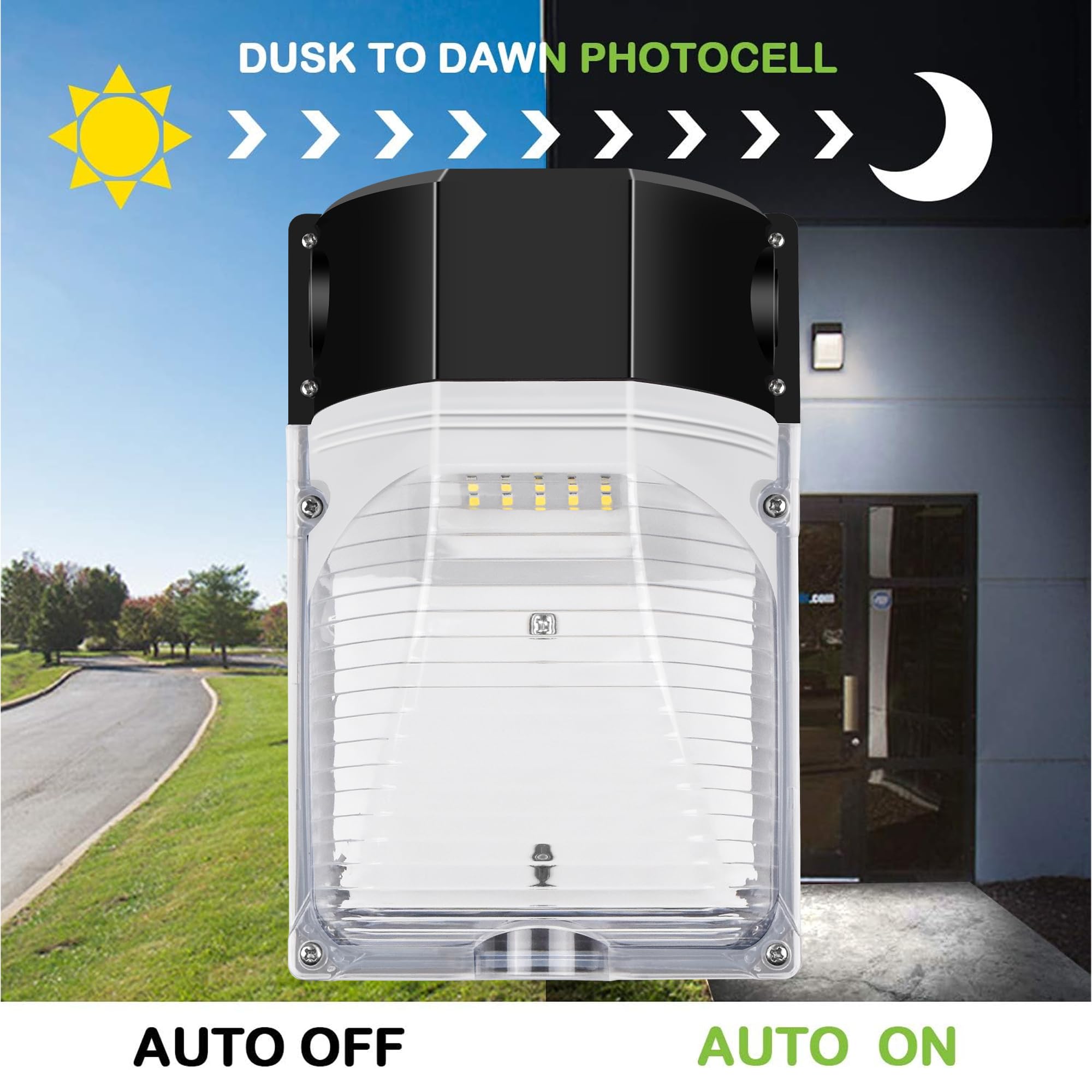 Hykolity 30W LED Wall Pack Light, 3450LM, 5000K Daylight, Dusk to Dawn, Waterproof, Model WPA-0501, Gray, 4