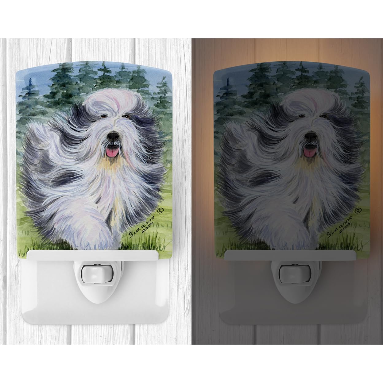 Carolines Treasures Bearded Collie Ceramic Night Light, UL-Certified, 6x4x3, Multicolor, Model SS8037CNL