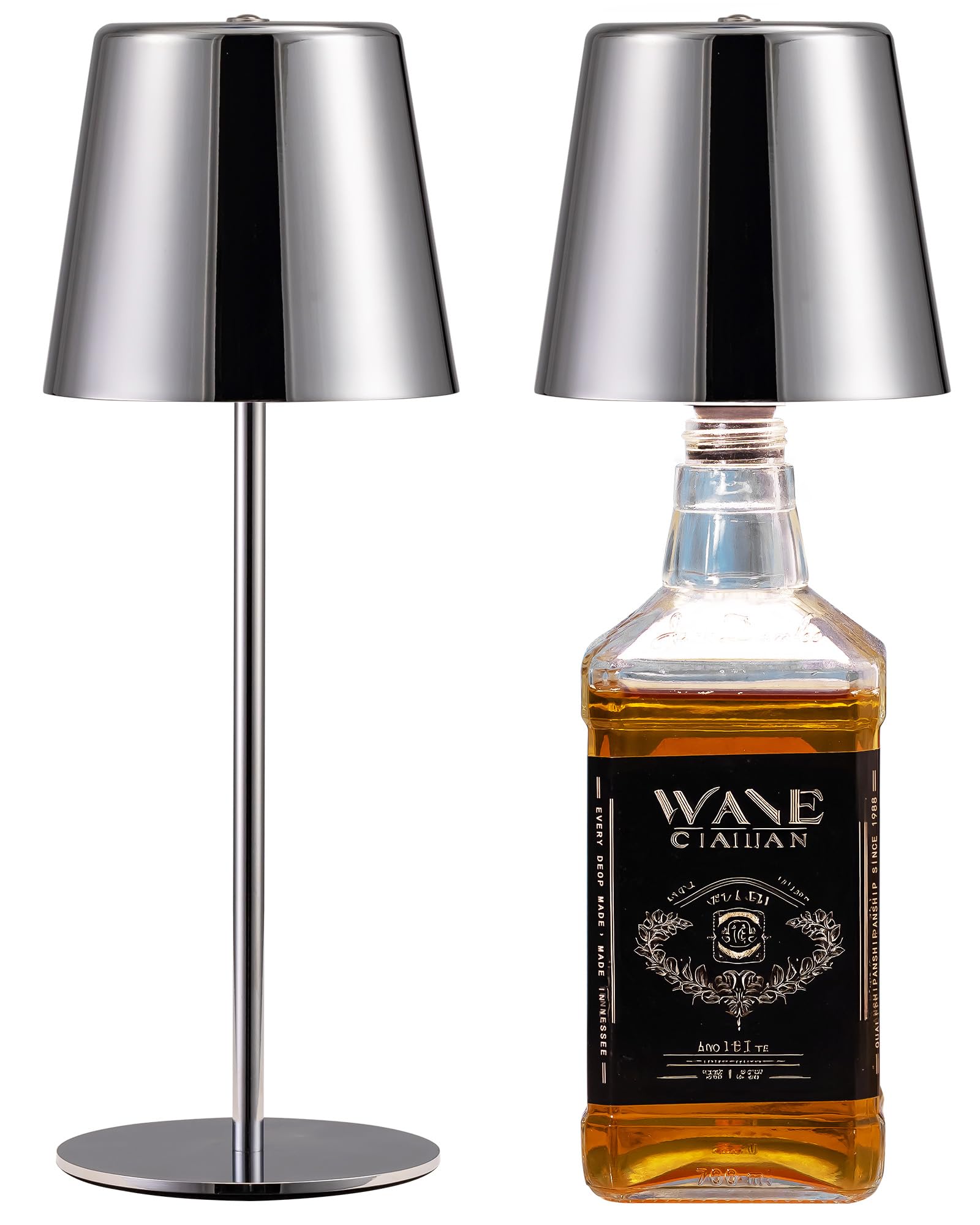 Newsee 2 Pack Bottle Lamp For Rechargeable Cordless Table Lamps, 4000Mah Led 3 Color Dimmable Battery Powered Wine Bottle Lighti