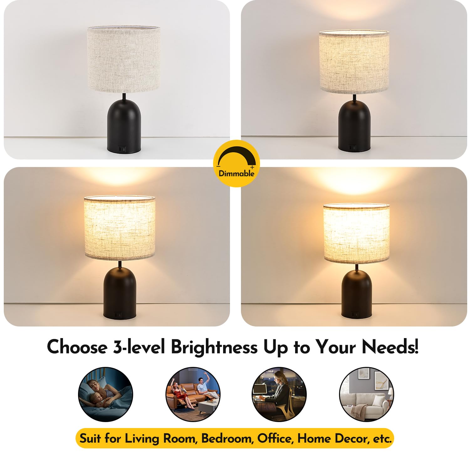 Momyofdy Touch Control Table Lamps Set Of 2 Dimmable Lamps For Nightstand Bedside Bedroom Small Modern Table Lamp Black& Gold To