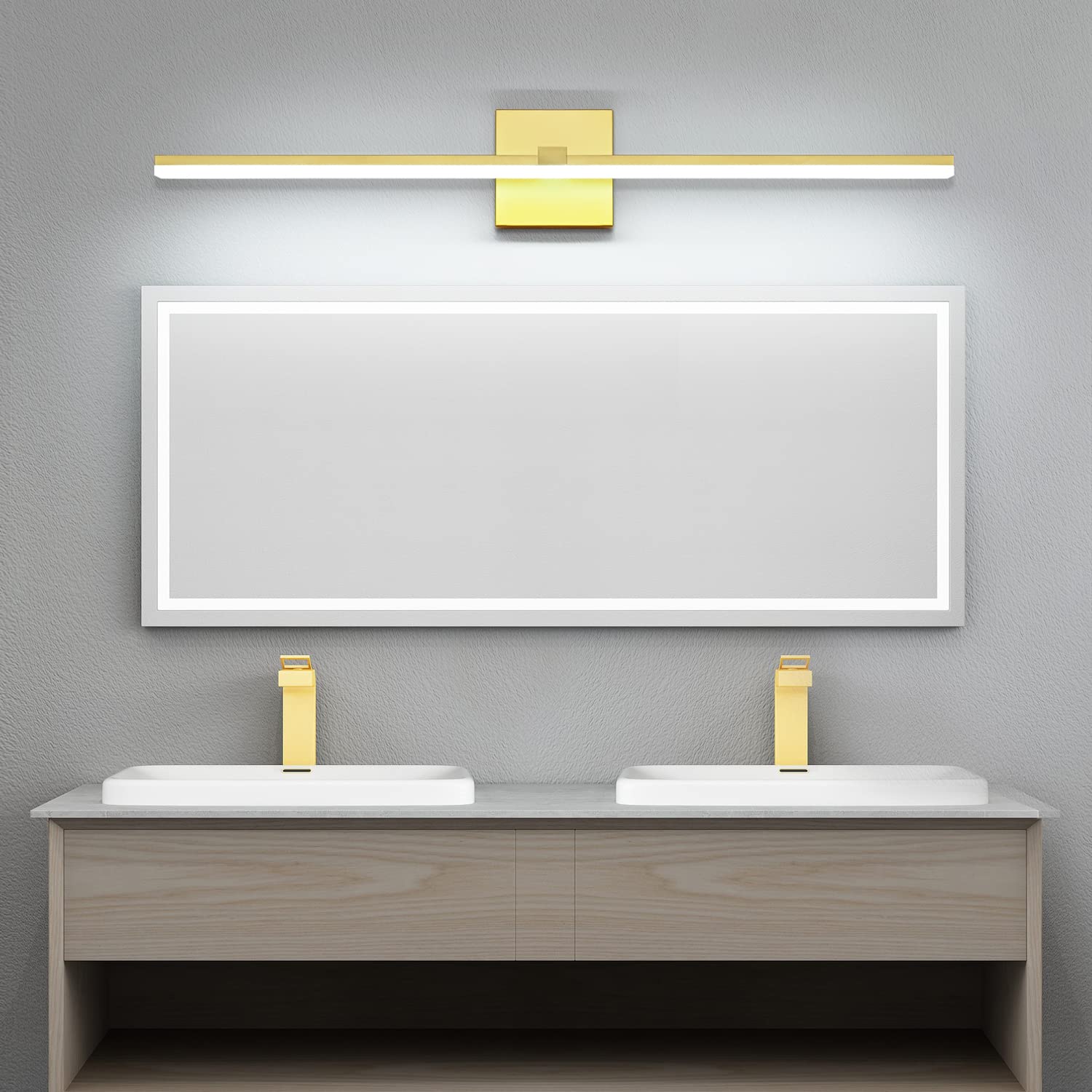 ZUZITO LED Vanity Light - Gold Stainless Steel - 40 Inch Dimmable Bathroom Fixture - Frosted White Acrylic Shade - Model Z9650-1000mm