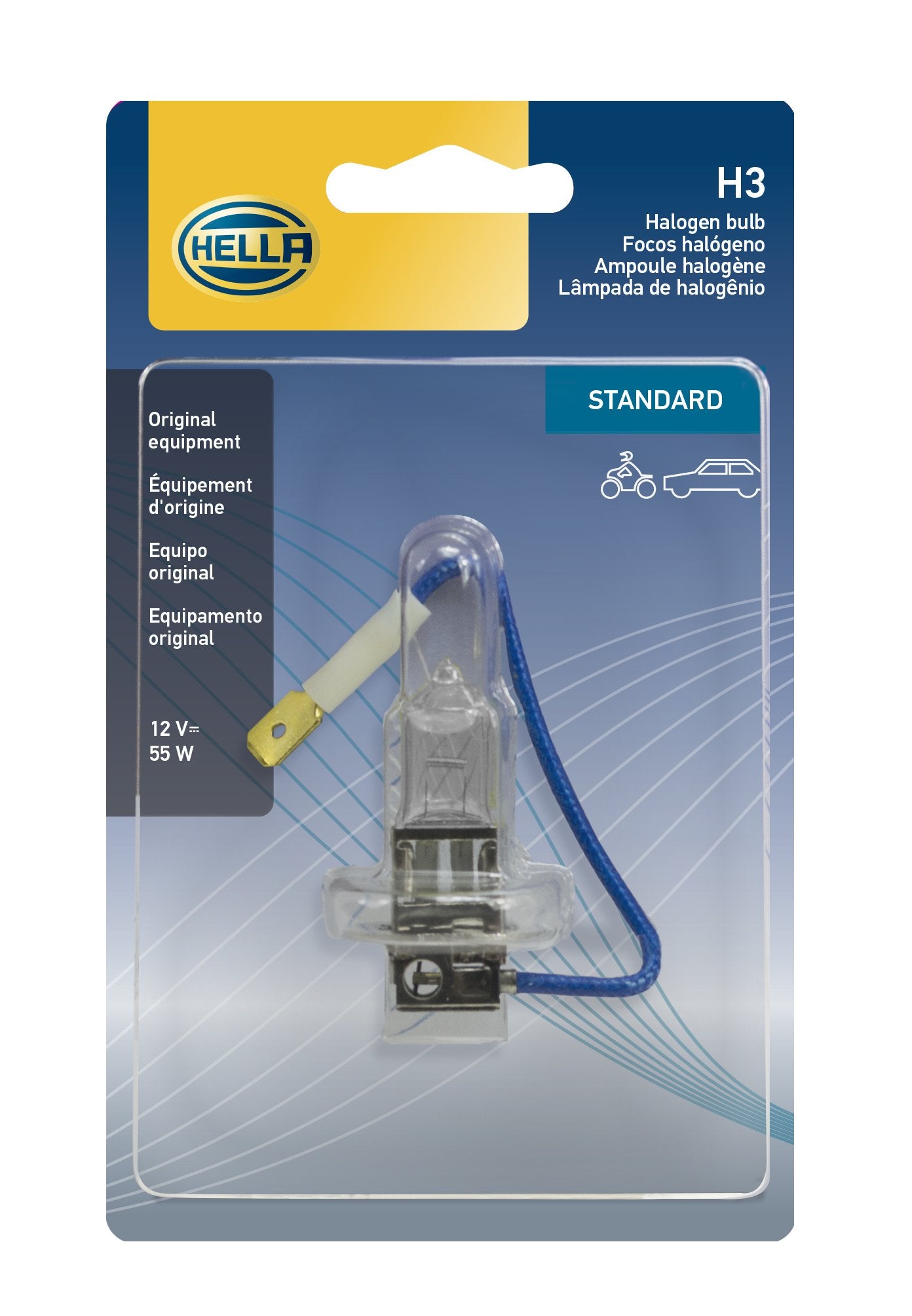 HELLA H3SB Halogen Bulb, 12V, 55W, Standard Size, Glass Material