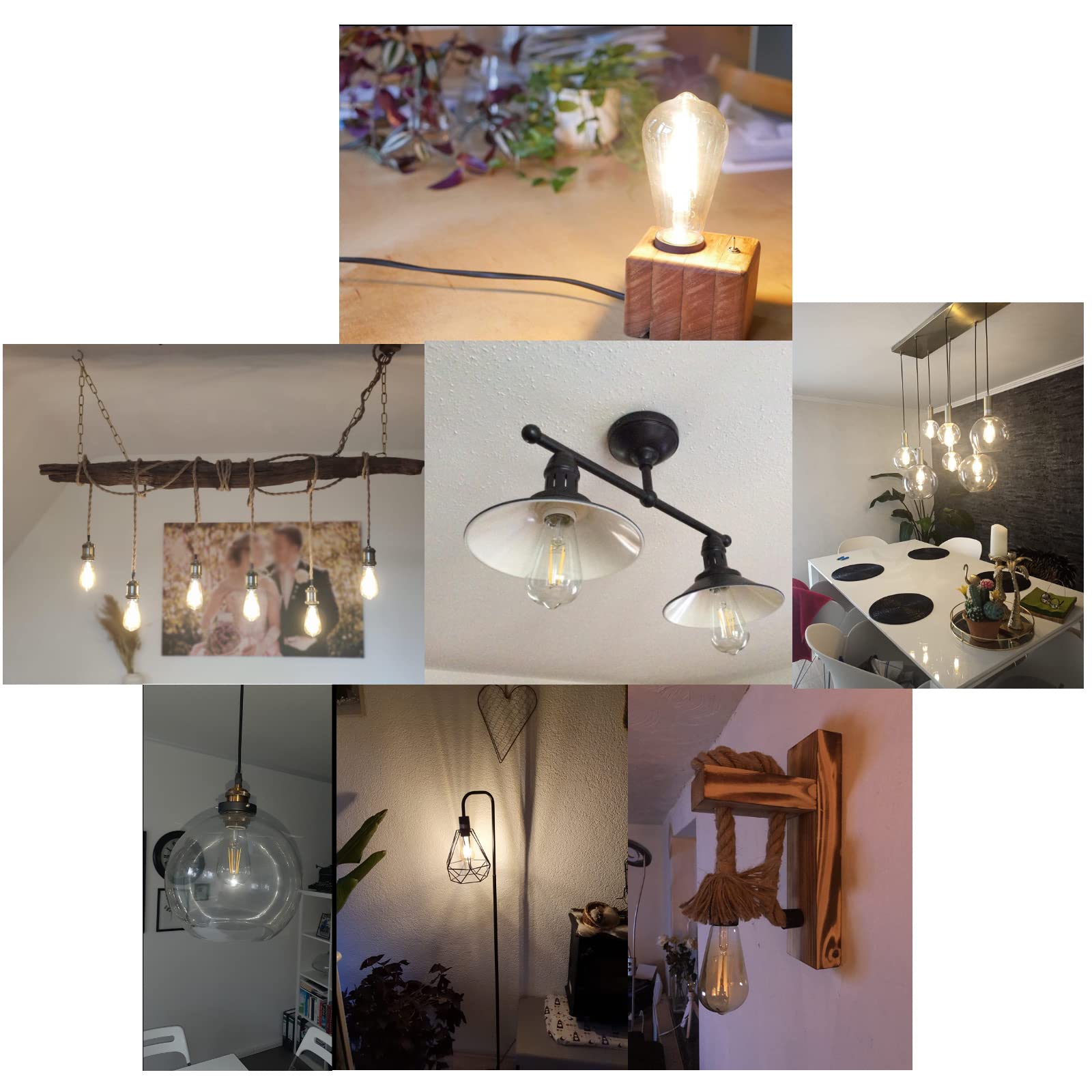 Vintage Led Light Bulbs,E26 Edison Filament,6W,60 Watts Equivalent,Soft White 2700K,2 Packs