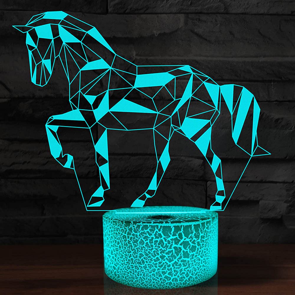 Glorivo Horse Night Light,16 Colors Remote Control & Smart Touch Dimmable 3D Illusion Bedside Lamp,Bedroom Decoration Birthday C