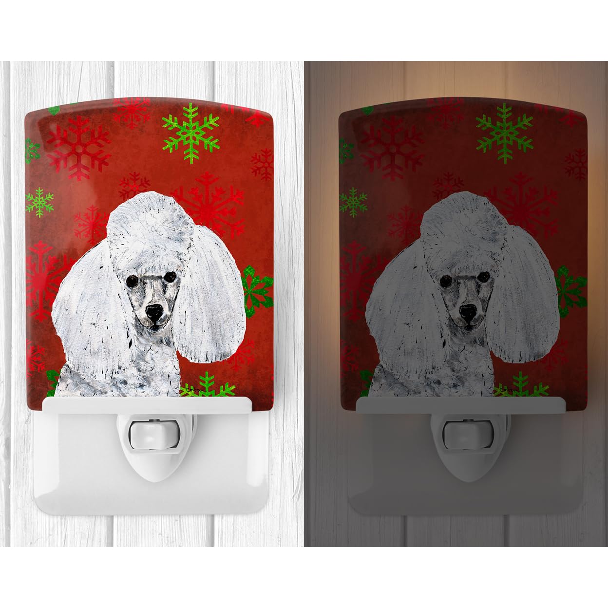 Carolines Treasures Ceramic Night Light, White Toy Poodle, UL-Certified, 6x4x3 inches, Multicolor, Model SC9749CNL