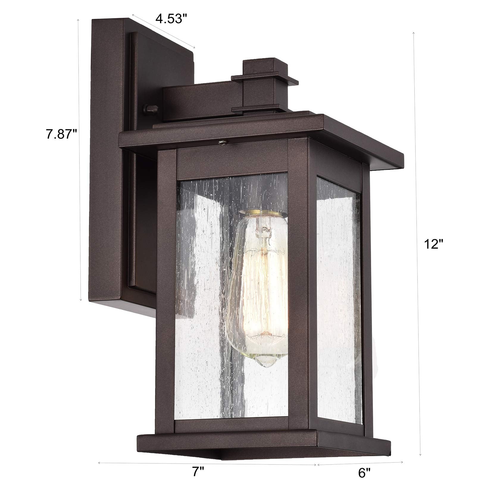 MICSIU Outdoor Wall Sconce, Oil Rubbed Bronze, Clear Seedy Glass, 12 Inch, Model 22031S-ORB
