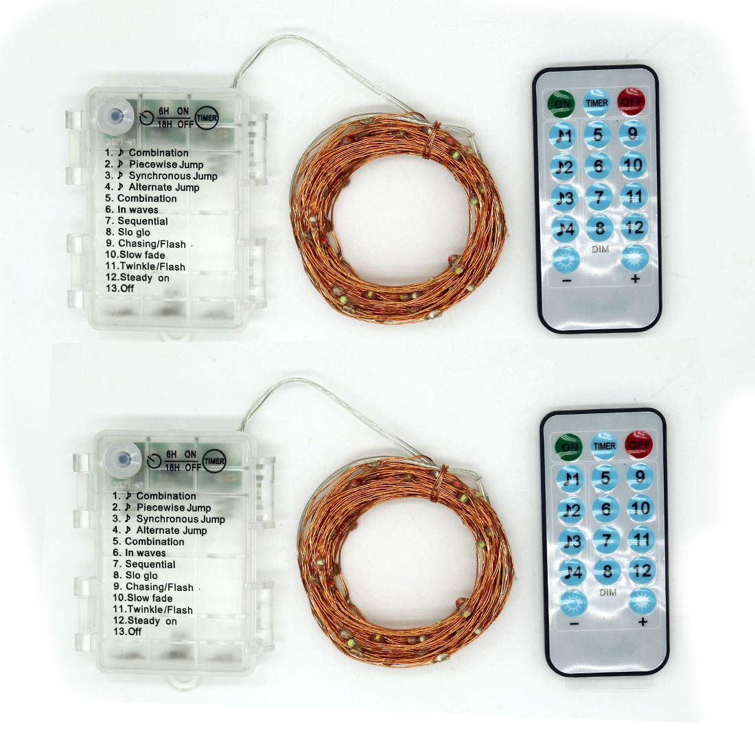 Amants01 2 Pack Sound Activated Music String Lights, 32.8ft, 100 LEDs, Warm White, Waterproof, Remote Control for Parties and Weddings