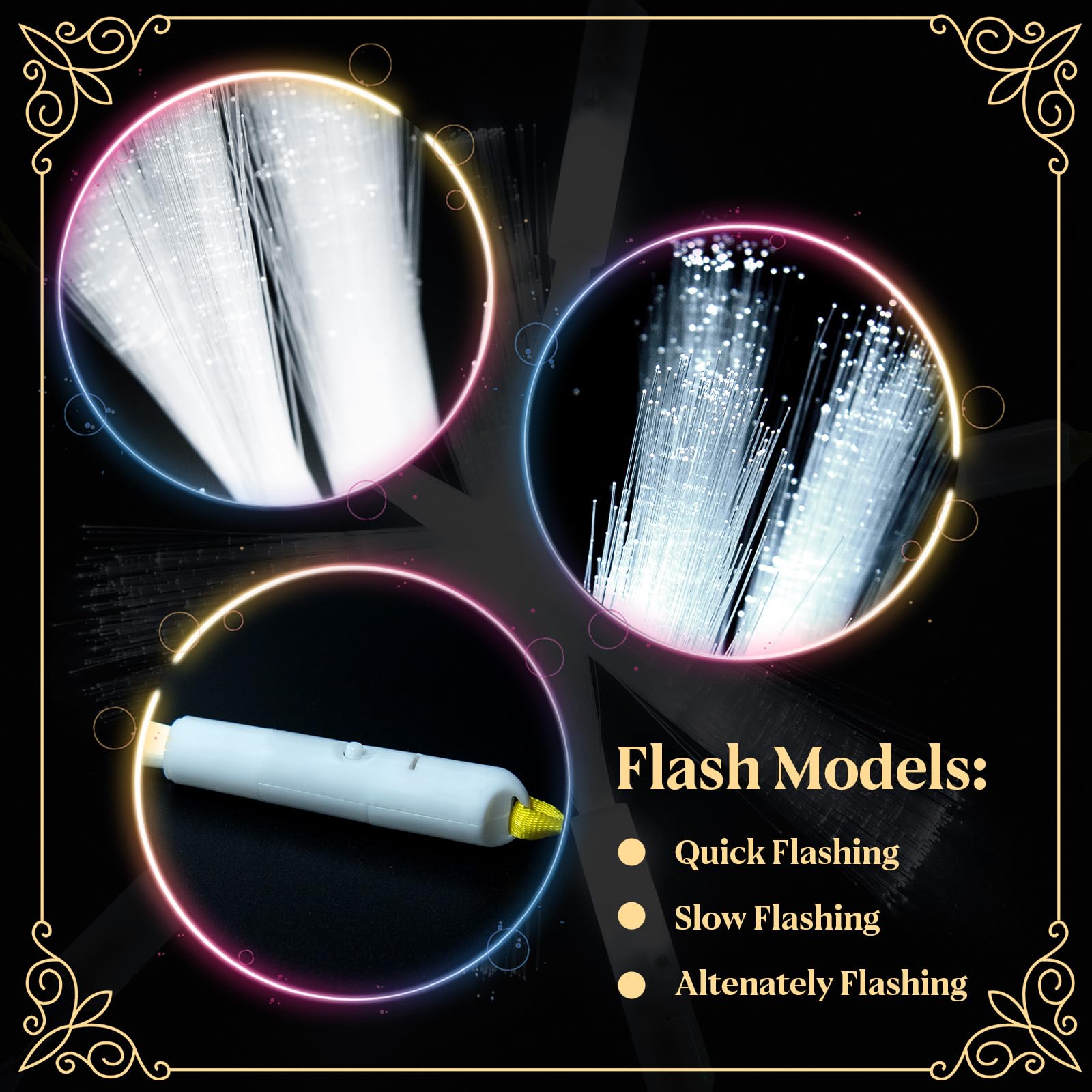 SHQDD 100 PCS White LED Fiber Optic Wands - Glow Sticks for Weddings, Parties, Halloween & New Year Celebrations