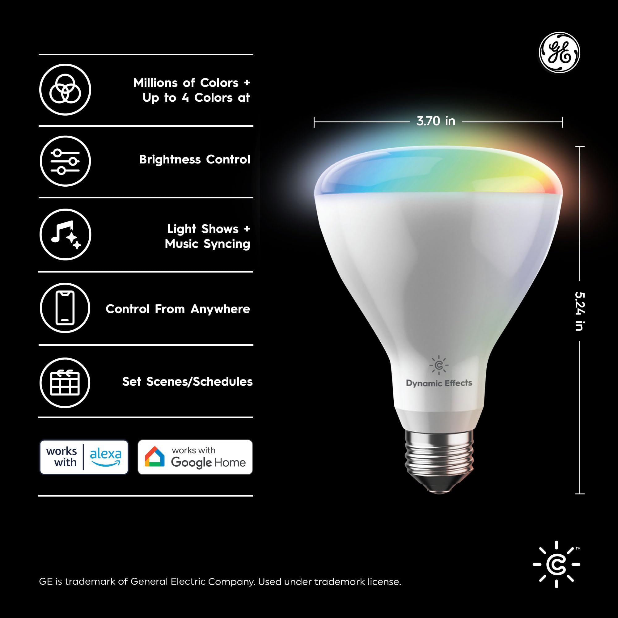 Cync BR30 Color Changing LED Light Bulb with Music Sync, 9.5W, Multicolor, WiFi Smart, Works with Alexa & Google, Model CLEDR309CDEN/ST-