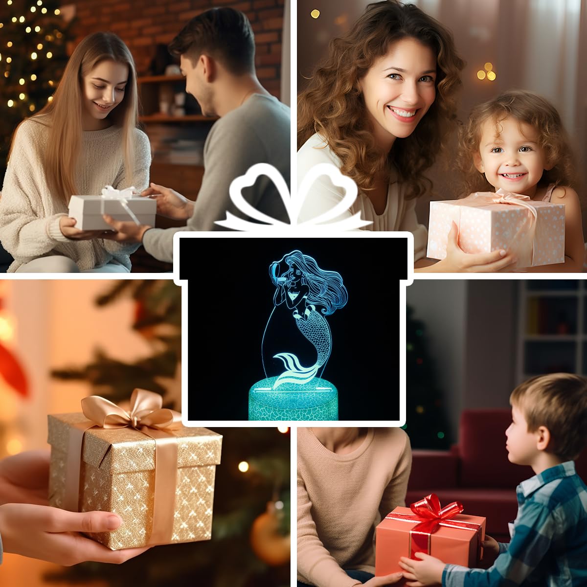 Shwkmoppe 3D Illusion Mermaid Night Light Gifts For Girls,16 Color Change Decor Bedside Lamp With Remote And Smart Touch, Gifts