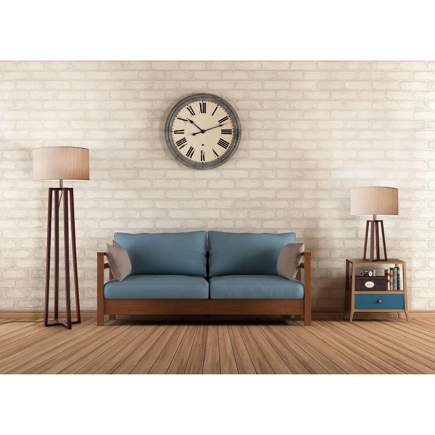 Adesso 1504-15 Quinn Floor Lamp, 60 In, 150 W Incandescent/Cfl, Walnut Birch Wood, 1 Wooden Lamp , White