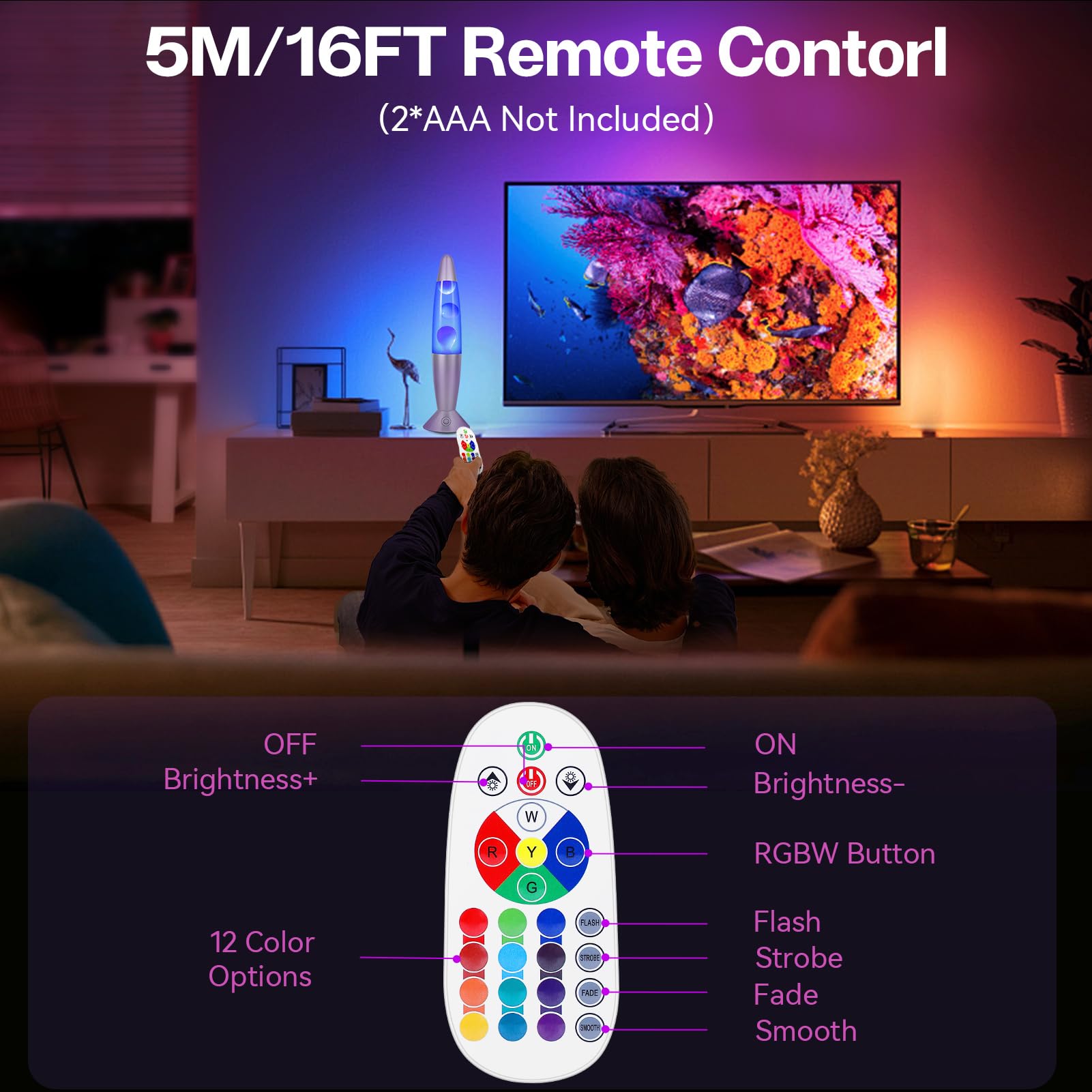 Lazzgan 17" Color Changing LED Liquid Motion Lamp with Remote Control, White Wax, Night Light for Home Decoration and Gifts
