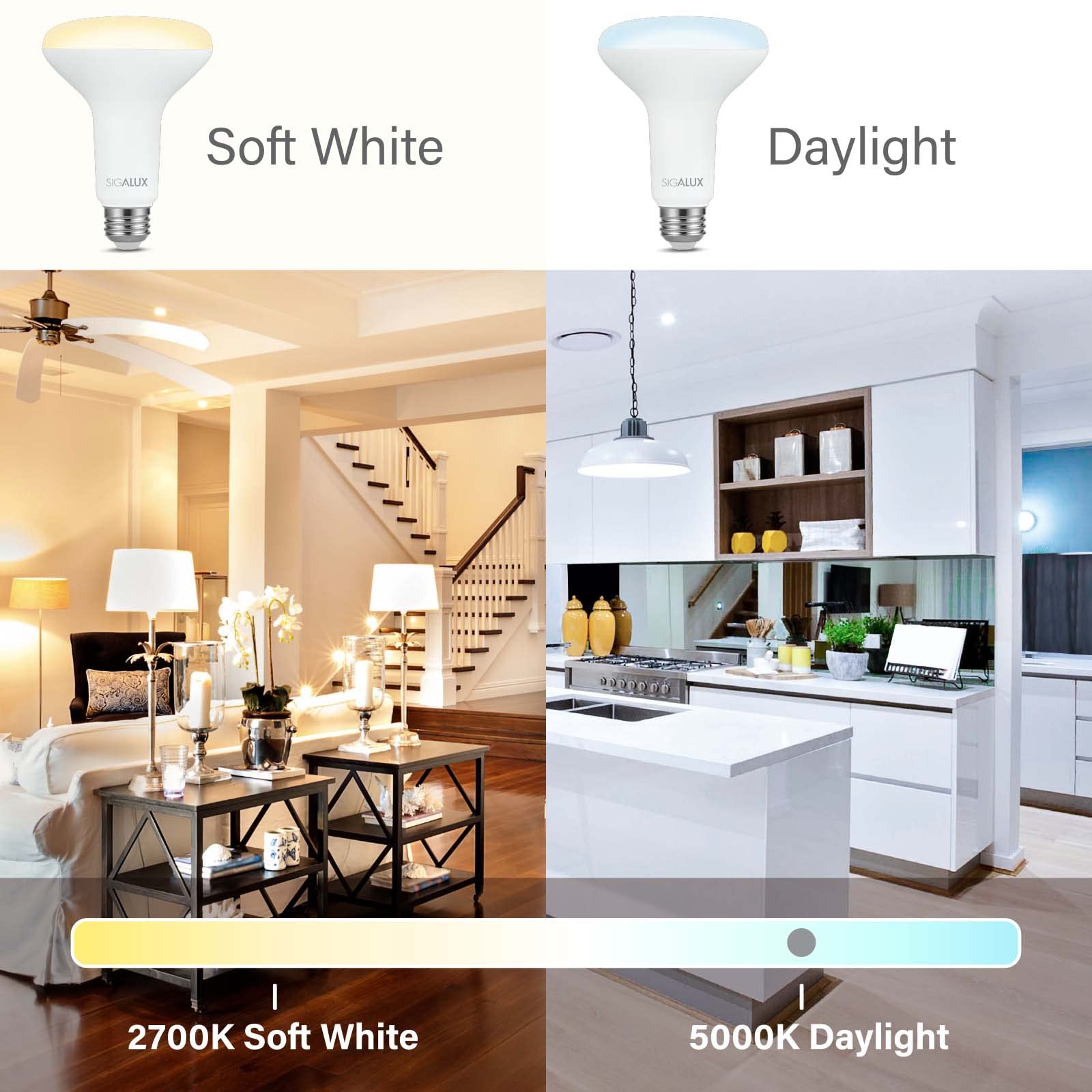 Sigalux BR30 LED Flood Lights, Dimmable 65W Equivalent, 5000K Daylight, E26 Base, 24 Pack