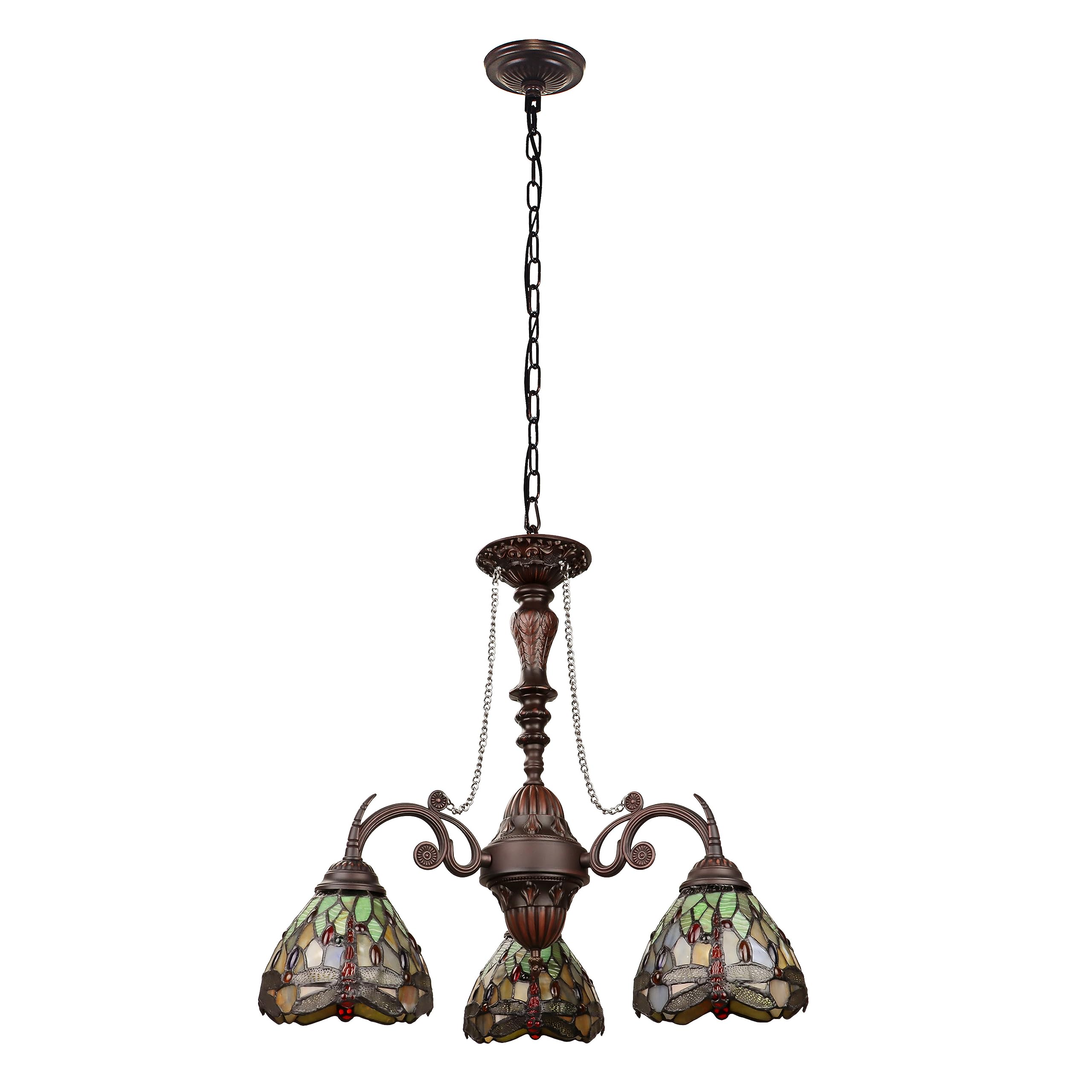 Chloe Lighting ANISOPTERA 3-Light Mini Chandelier, Antique Dark Bronze Finish, 24in Wide, Multicolor, Model CH32825DB24-DC3