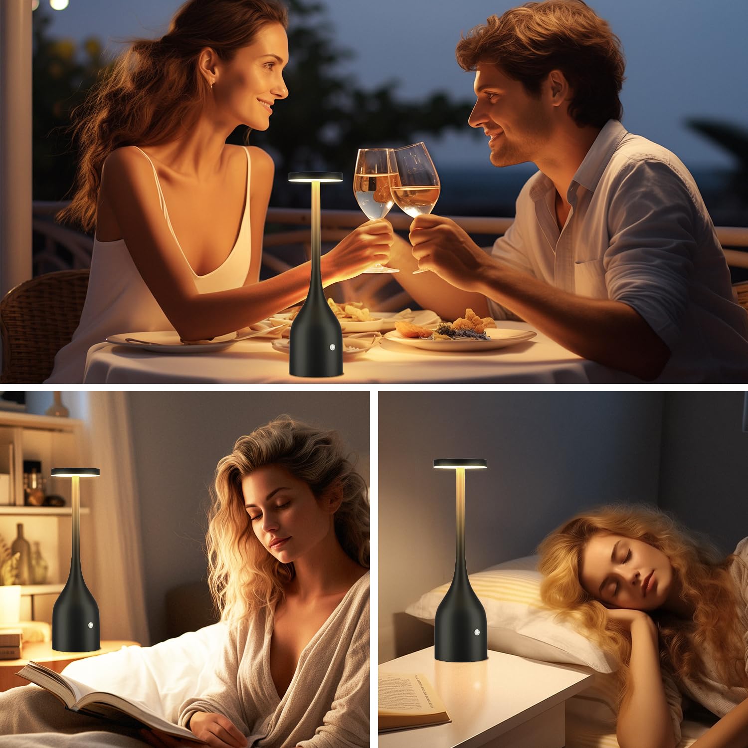 Cordless Table Lamps Set Of 2,Small Rechargeable Lamps Battery Operated Lamp Waterproof For Outdoor Patio,Home Dinner,Restaurant