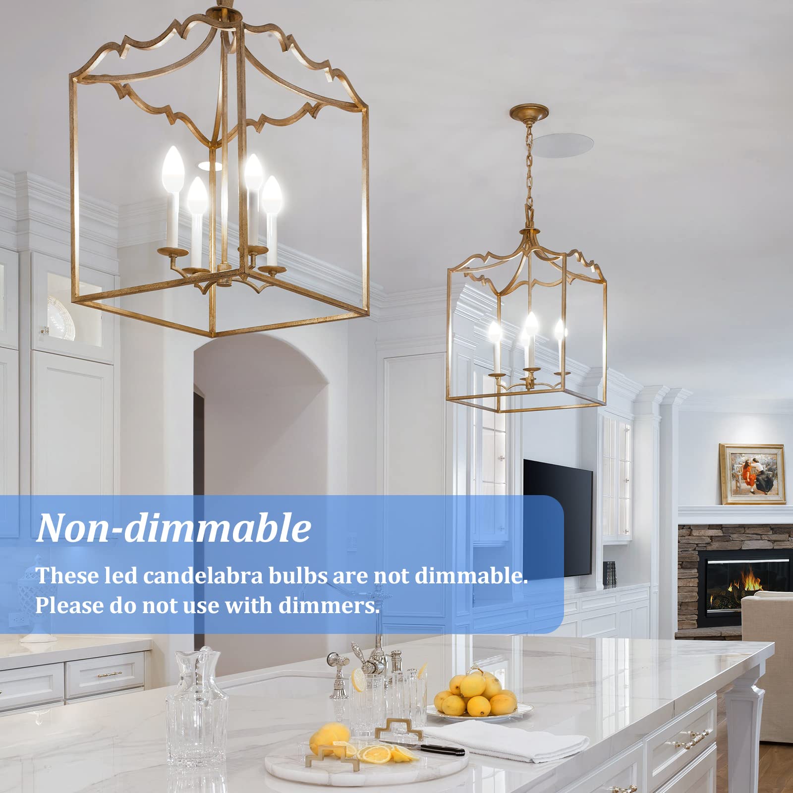 Brightever Candelabra LED Light Bulbs, 4W, Daylight White 5000K, E12 Base, Non-Dimmable, 6 Count Pack