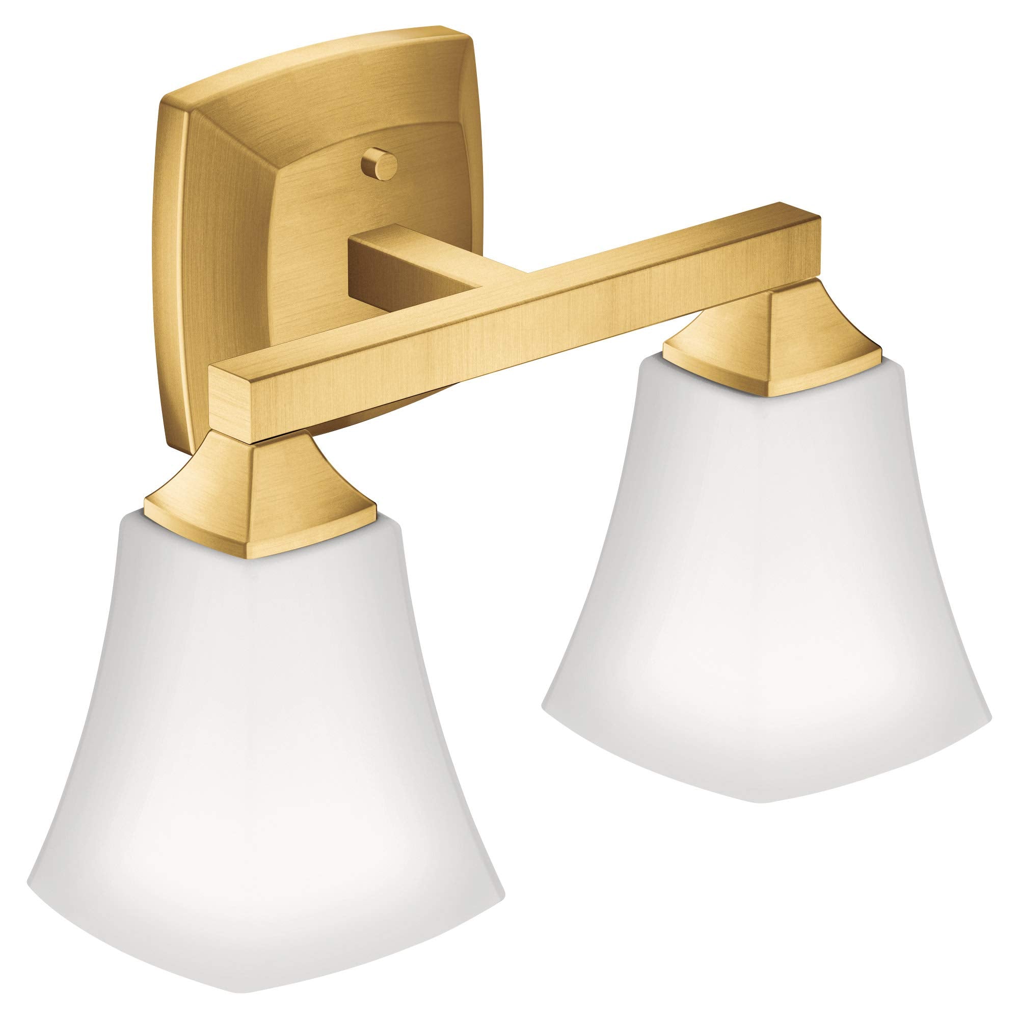 Moen Yb5162Bg Voss 2-Light Dual-Mount Bath Bathroom Vanity Fixture With Frosted Glass, Brushed Gold