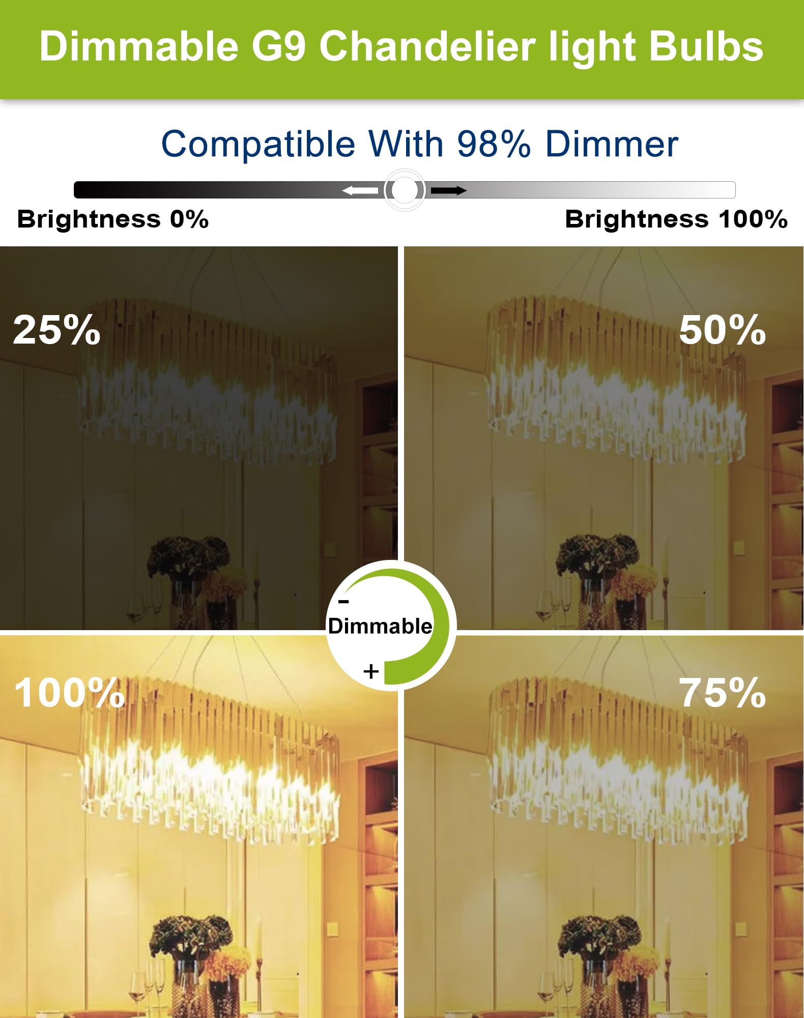 Gohdlamp G9 Led Bulbs Dimmable, 40W Equivalent 120V, 3000K Warm White, 400 Lumens, G9 Light Bulbs For Chandelier, 6 Pack
