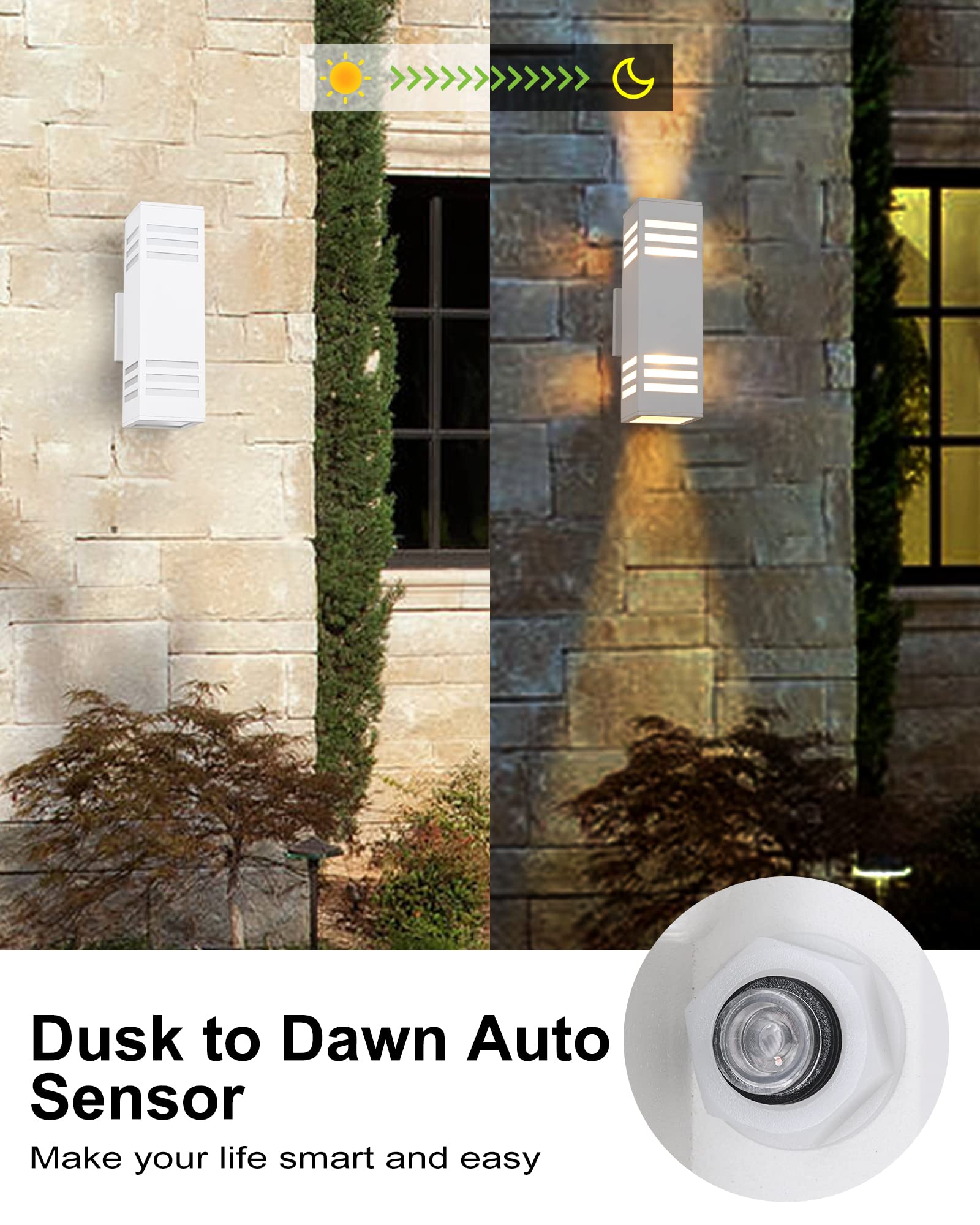 Housen Solutions Dusk To Dawn Outdoor Lighting, Ip65 Waterproof Exterior Light Fixtures, 2 Pack Sensor Porch Light Outdoor Wall