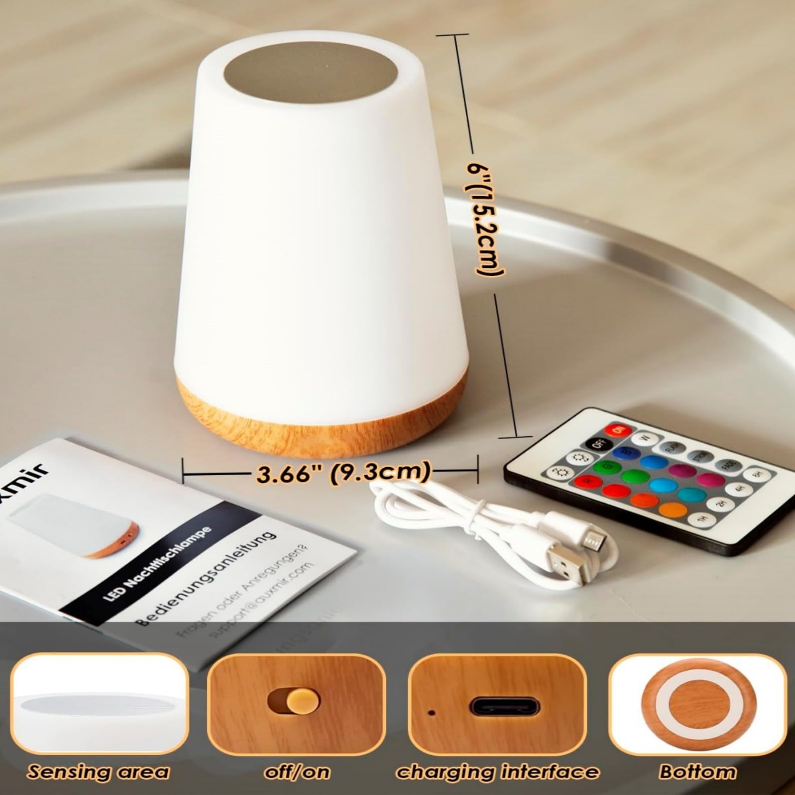 LHYueTong 2 Pack LED Night Light,13 RGB Colors & 5 Brightness, USB Rechargeable Touch Lamp, Portable Lamp for Baby, Bedroom, Liv