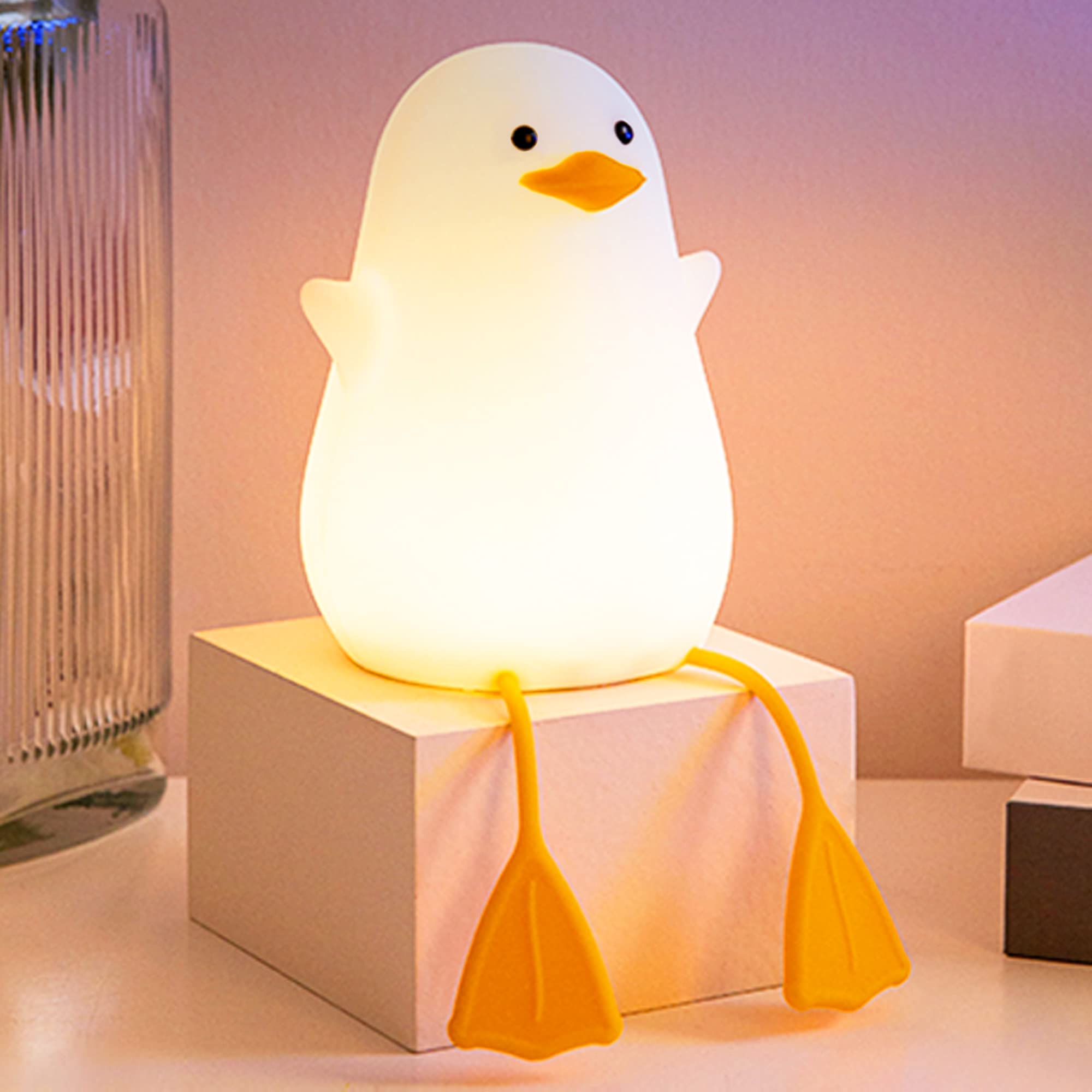 Lampeez Cute Duck Night Light Baby Nursery Lamp Gifts For Kids Bedside Led Light Timer Setting Dimming Table Lamp Usb Charging Nursing/Breastfeeding Safety Abs + Silicon Birth Celebration