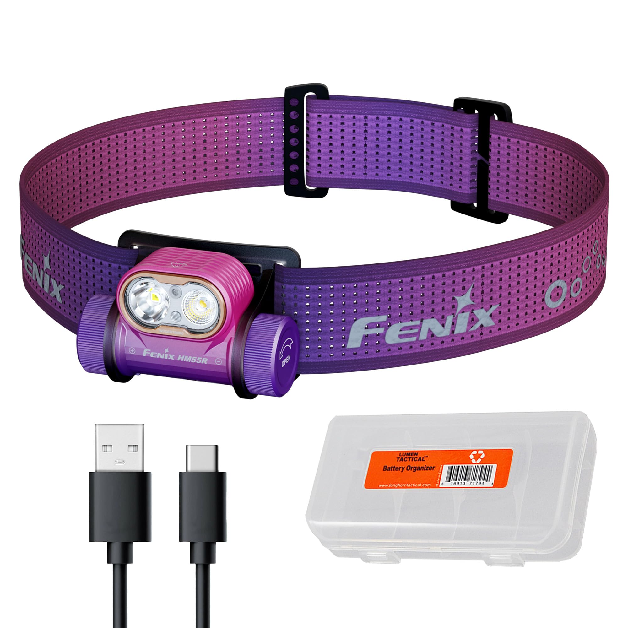 Fenix HM55R Rechargeable Headlamp, 1200 Lumen Spotlight Floodlight & Red Light, Lightweight, Long Runtime, USB Charging, Waterpr