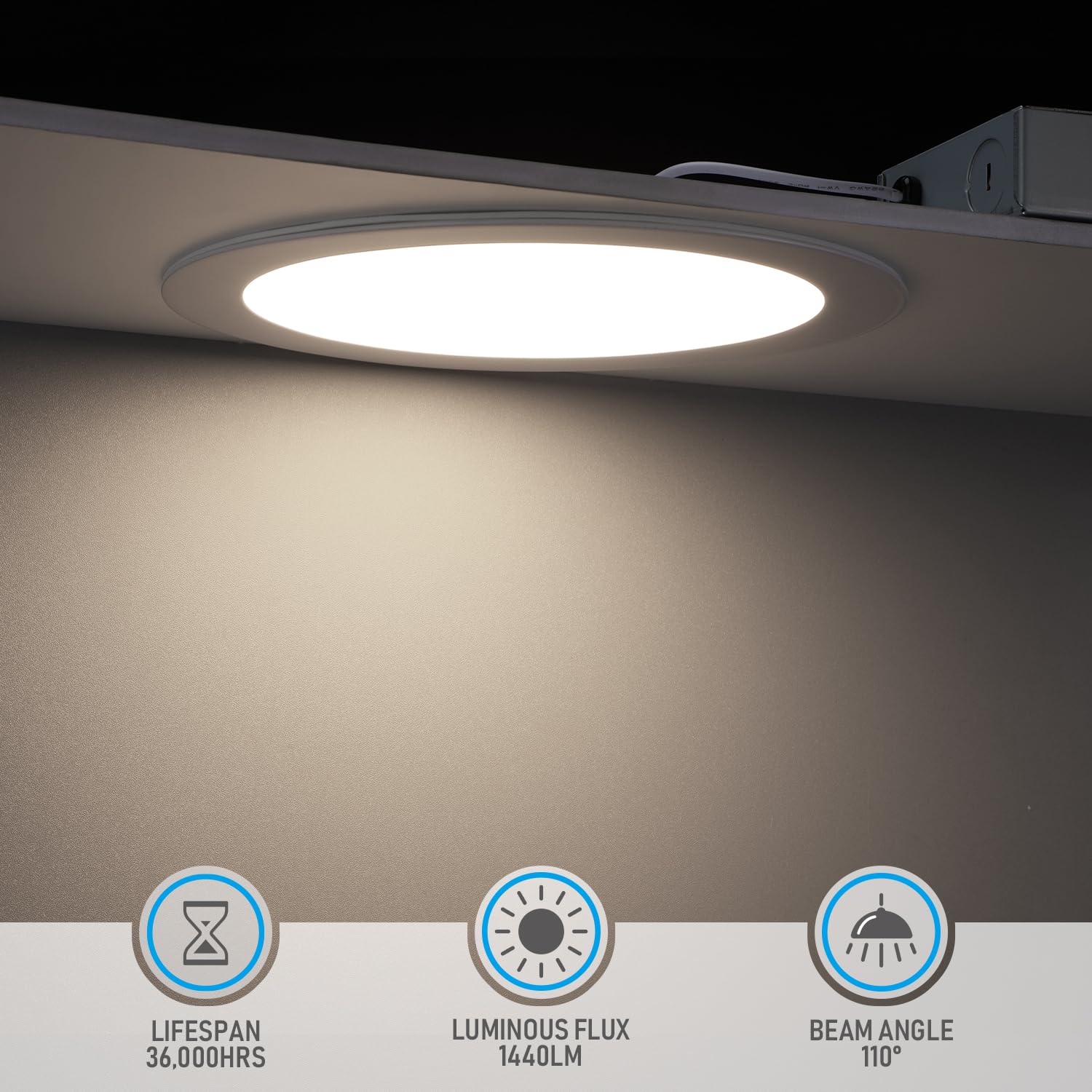 TORCHSTAR 12-Pack 8 Inch Ultra-Thin LED Recessed Lighting, Cool White 4000K, Dimmable, Aluminum, Model A-99274, ETL & Energy