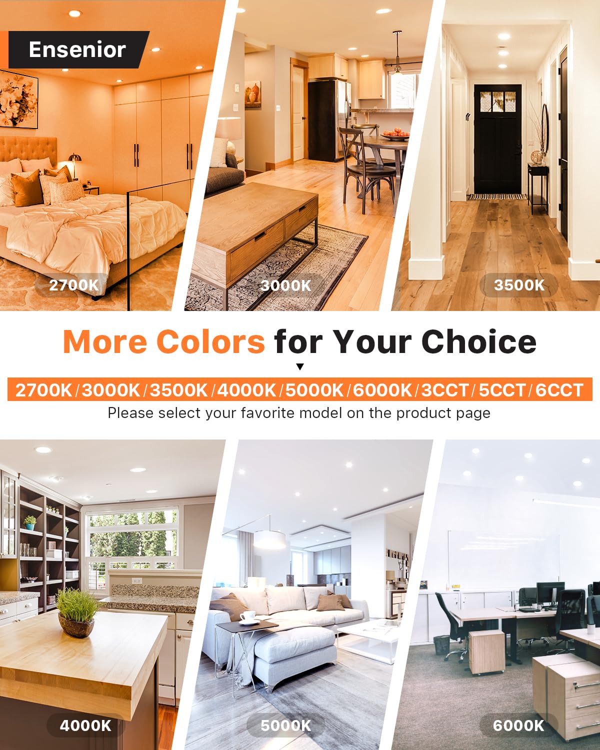 Ensenior 12 Pack 6 Inch Led Recessed Light, Dimmable, 5000K Daylight, 1050Lm High Brightness, 12W 120V, Damp Rated, Ultra-Thin Canless Wafer Ceiling Light - Etl & Fcc & Ic