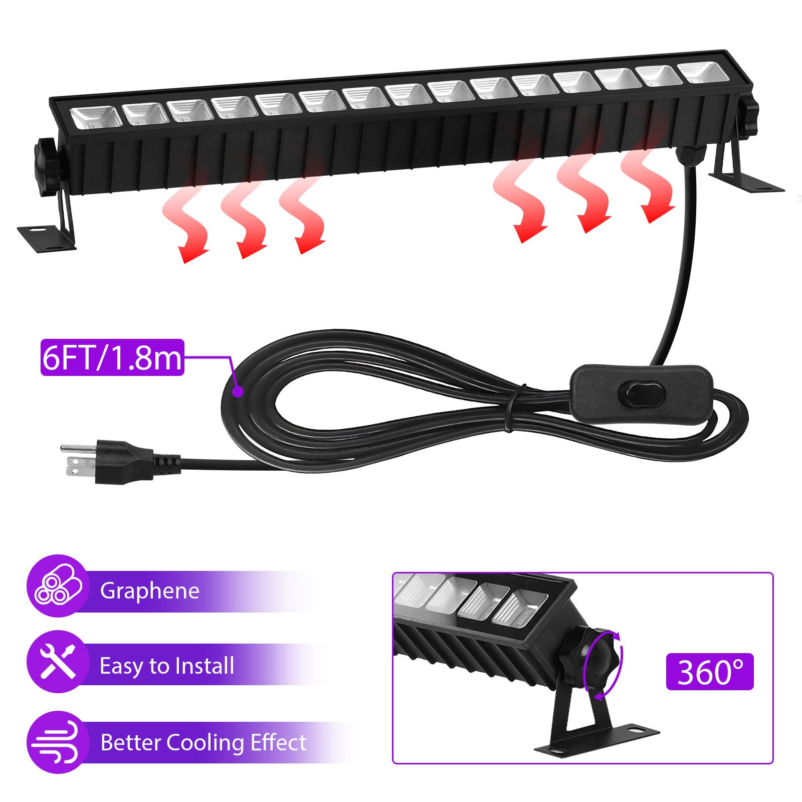 Isuerfy 3 Pack Ip66 Waterproof 36W Black Light Bar - Fluorescent Party & Game Room Lighting