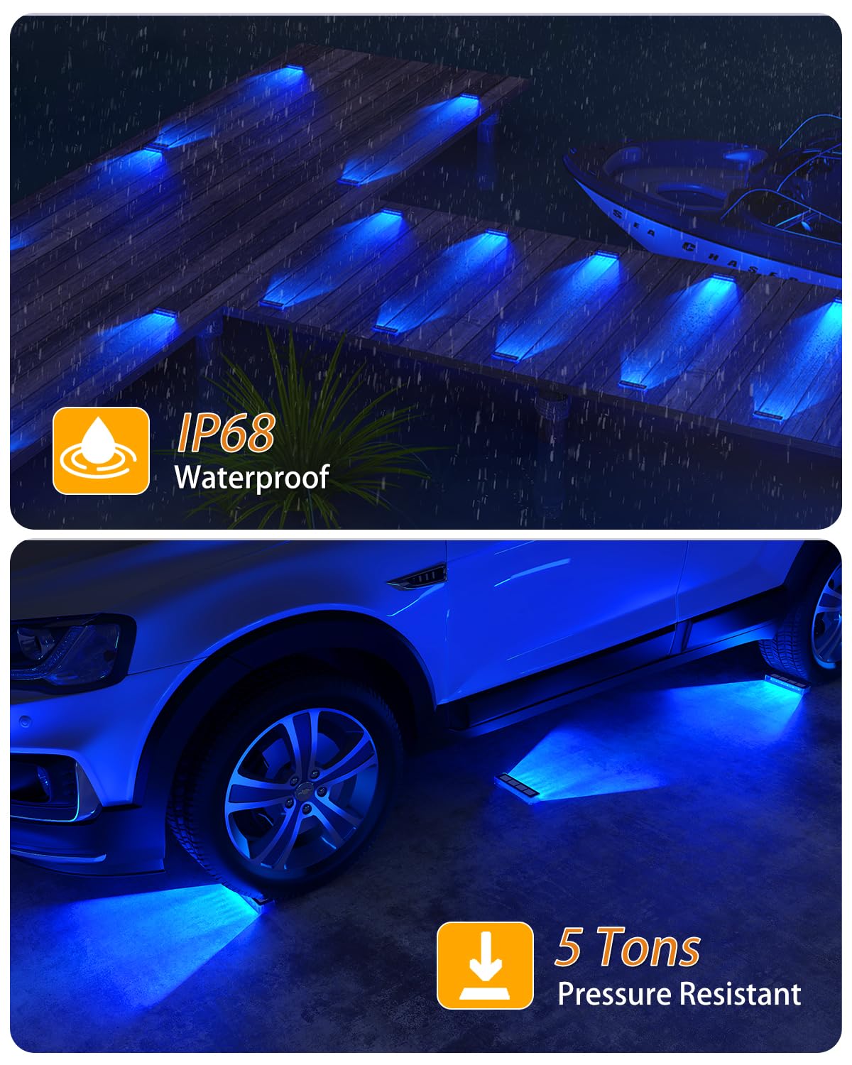 Detarzinled Blue Solar Lights For Outside,6 Pack Solar Deck Lights Outdoor Waterproof Led,Blue Step Light For Outside,Dock Light