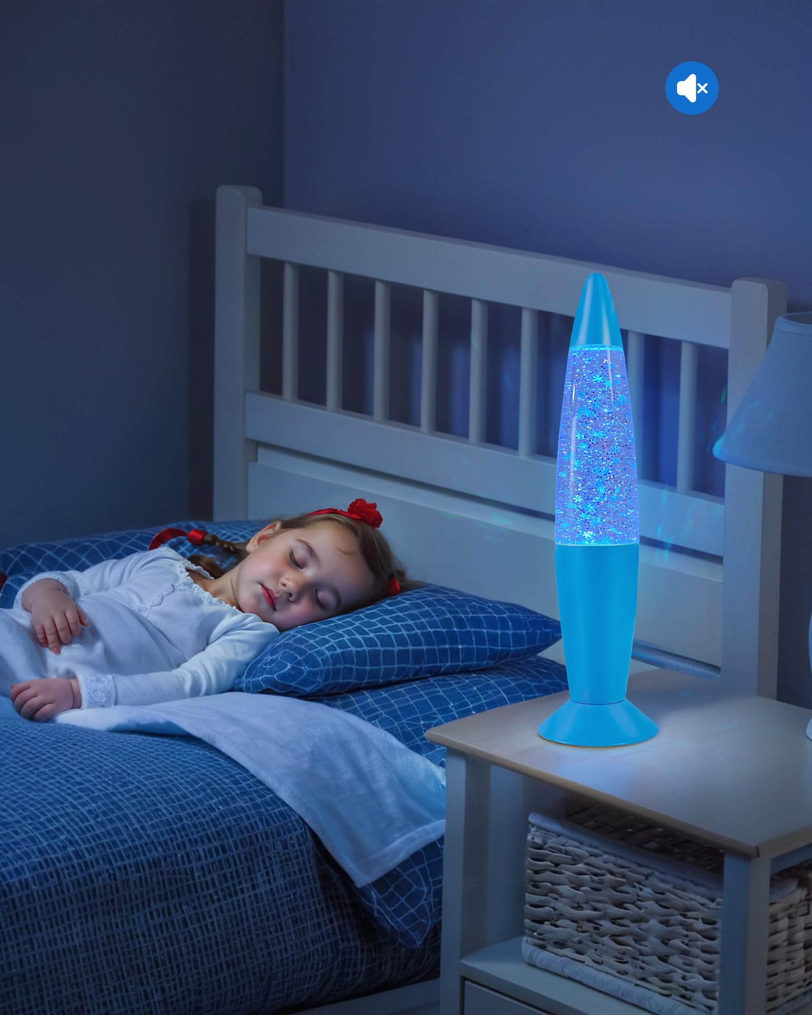 Vanful Glitter Motion Lamp with 7 Colors Changing for Adults and Kids, Blue LED Lamps with Snowflake Sparkles Beautiful for Home