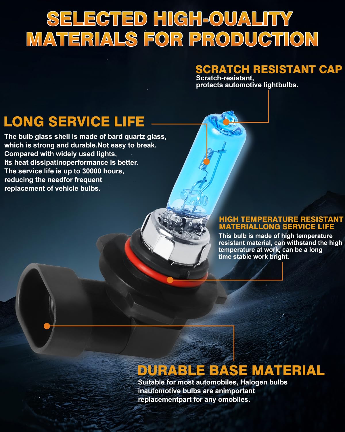 IVBDQV Halogen Headlight Bulbs Combo 4PCS, 9005/HB3 High & Low Beam, Glass, For Toyota RAV4 2013-2015, 300