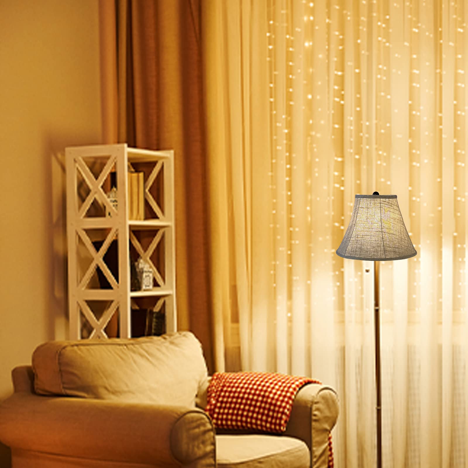 Tootoo Star Double Brown Barrel Lamp Shade Set Of 2, 6X12X8.5 Inch, Handcrafted Fabric For Floor And Table Lamps