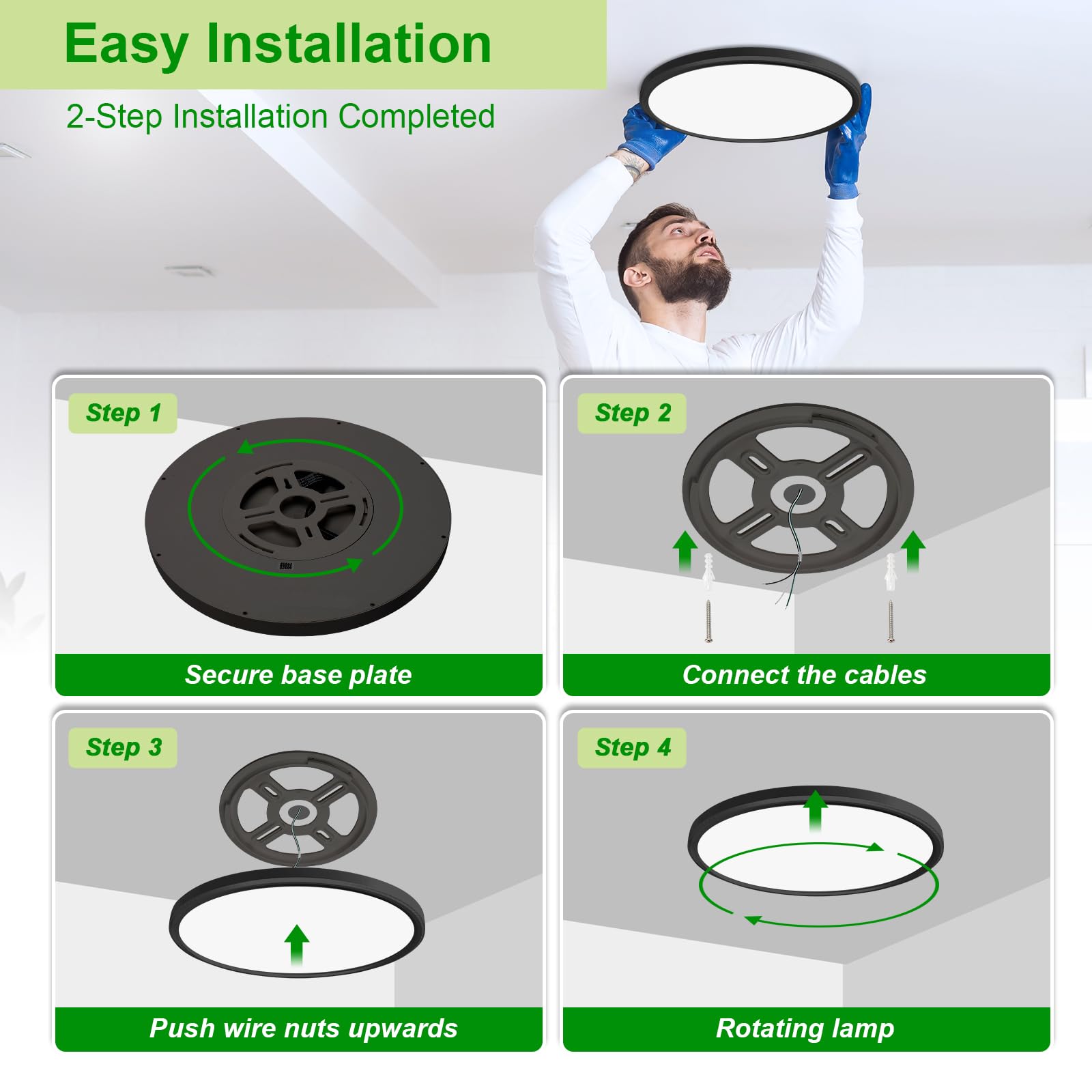 Hunhun 6 Pack 3200Lm Led Flush Mount Ceiling Light 12 Inch 5Cct Adjustable Super Slim 0.87 Inch Led Ceiling Light Fixture Round