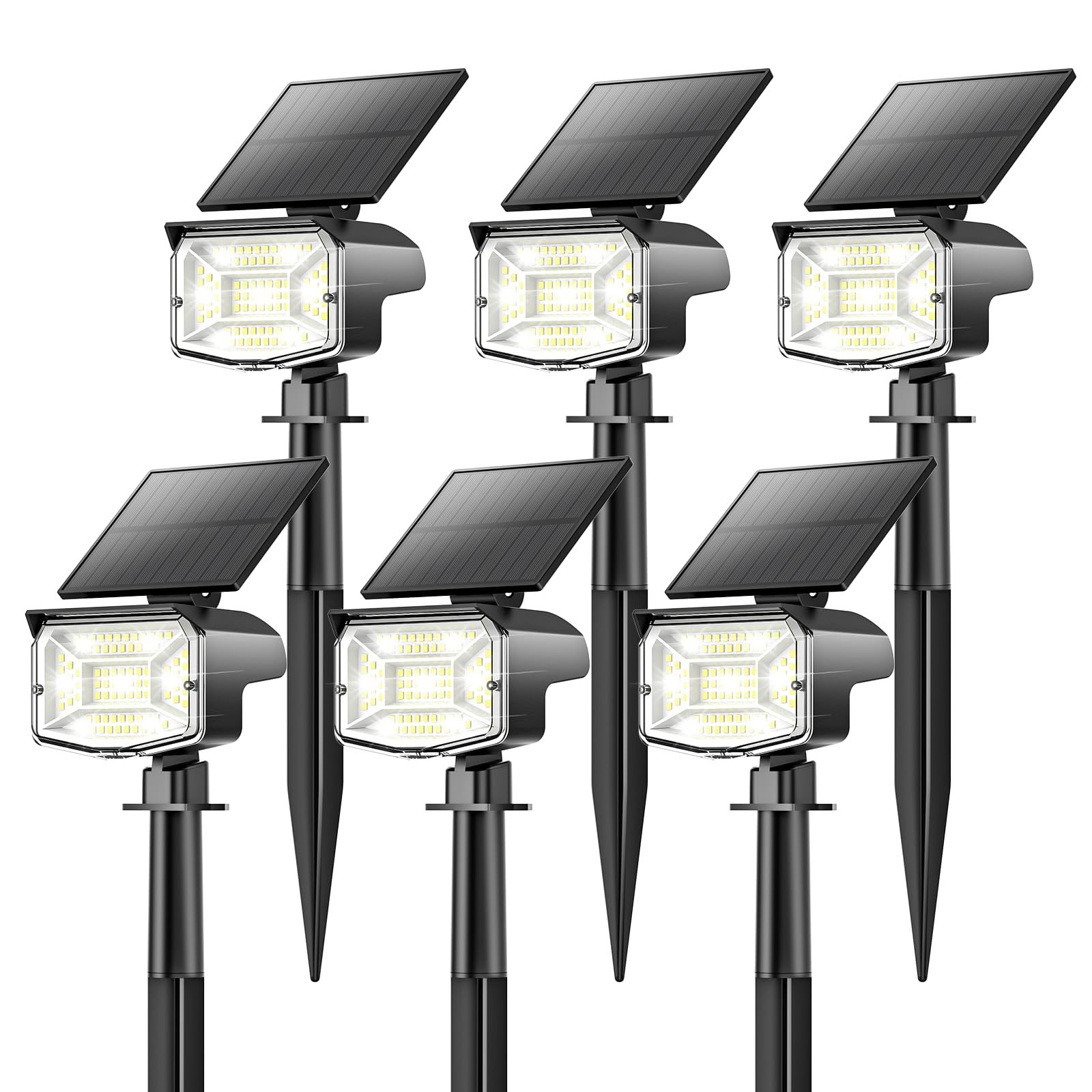 Fratink Solar Spot Lights Outdoor, [92 LEDs/6 Pack/3 Modes] 2-in-1 Solar Landscape Spotlights, IP65 Waterproof Auto On/Off Solar