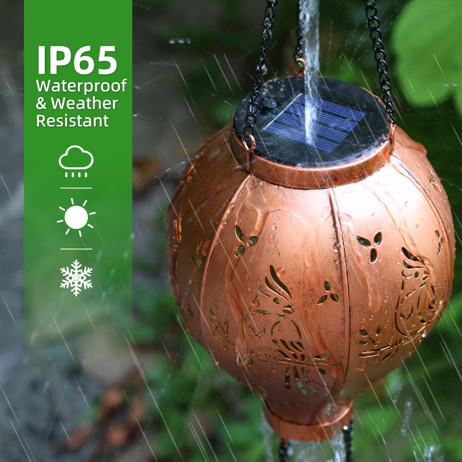 Solar Lanterns Outdoor Waterproof Cardinal Hot Air Balloon Metal Hanging Led Lantern Decoration Garden,Patio,Yard,Porch For Chri