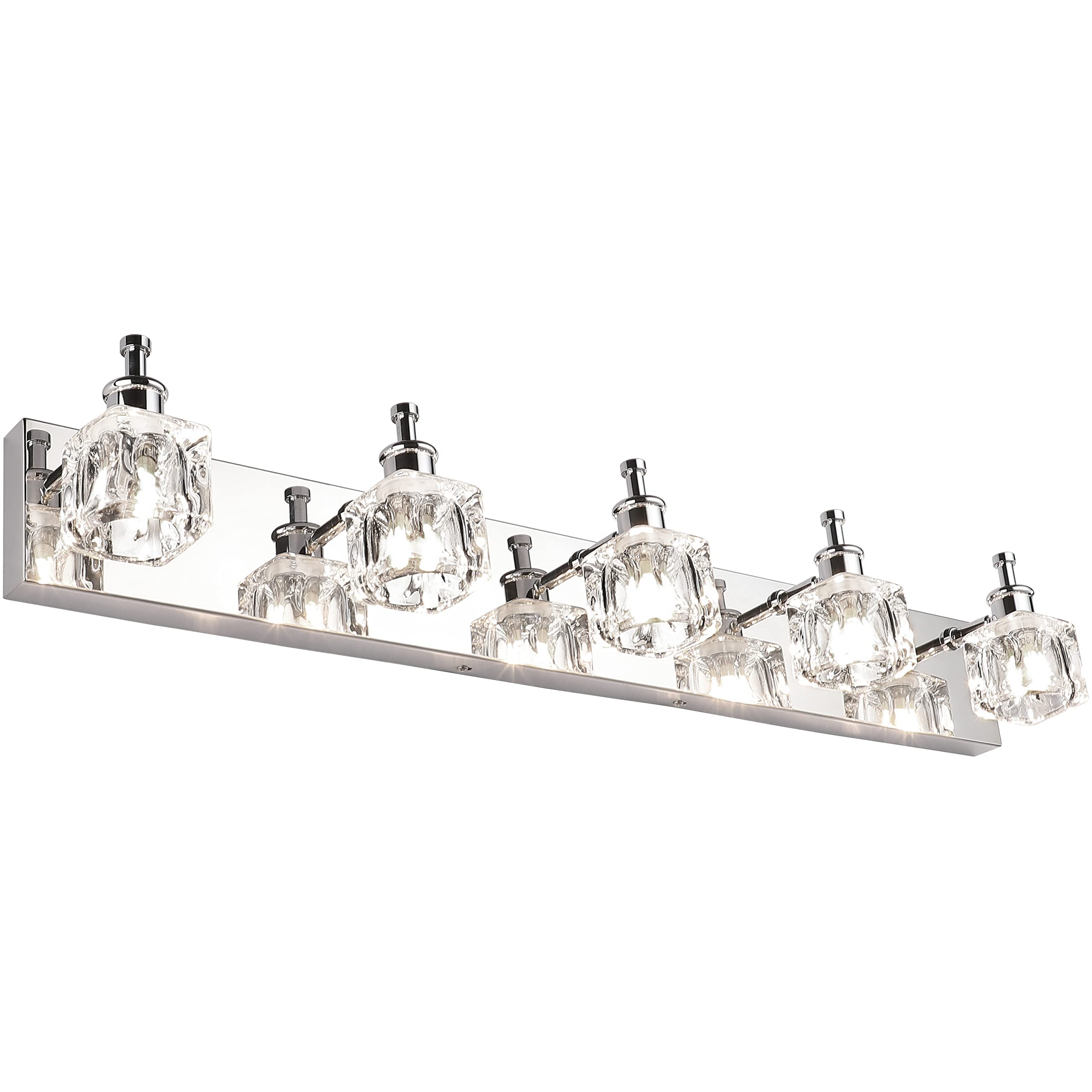Presde Modern 5-Lights Bathroom Vanity Light Fixtures, Chrome Gloss Finish, Led Wall Lighting (Bulb Excluded)