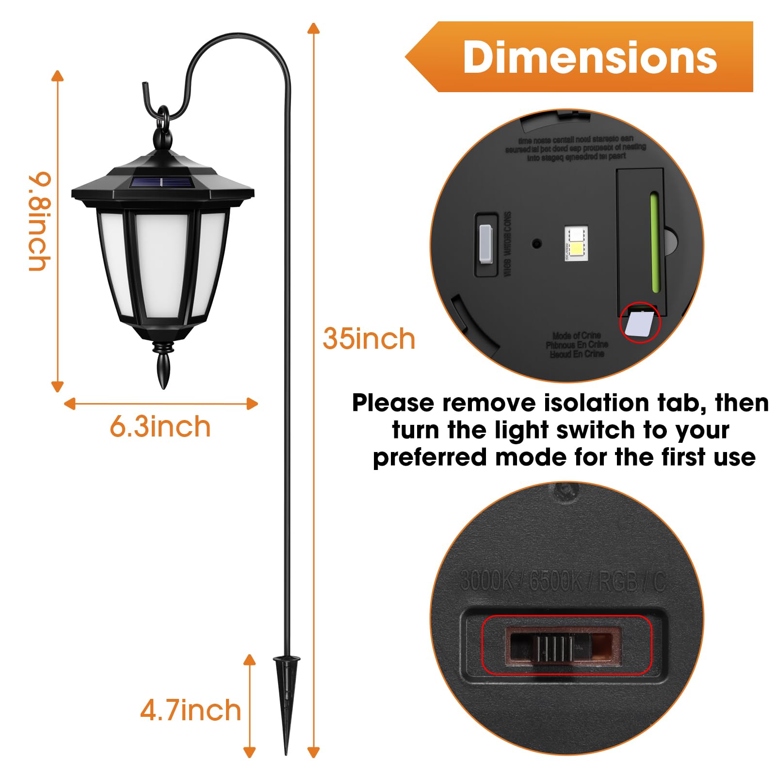Viewsun 34 Inch Solar Hanging Lights  Shepherd Hook Lights With 4 Lighting Modes Waterproof Outdoor Decorative Solar Lantern Lights For Garden Decor  Patio  Backyard  Pathway  6 Pack
