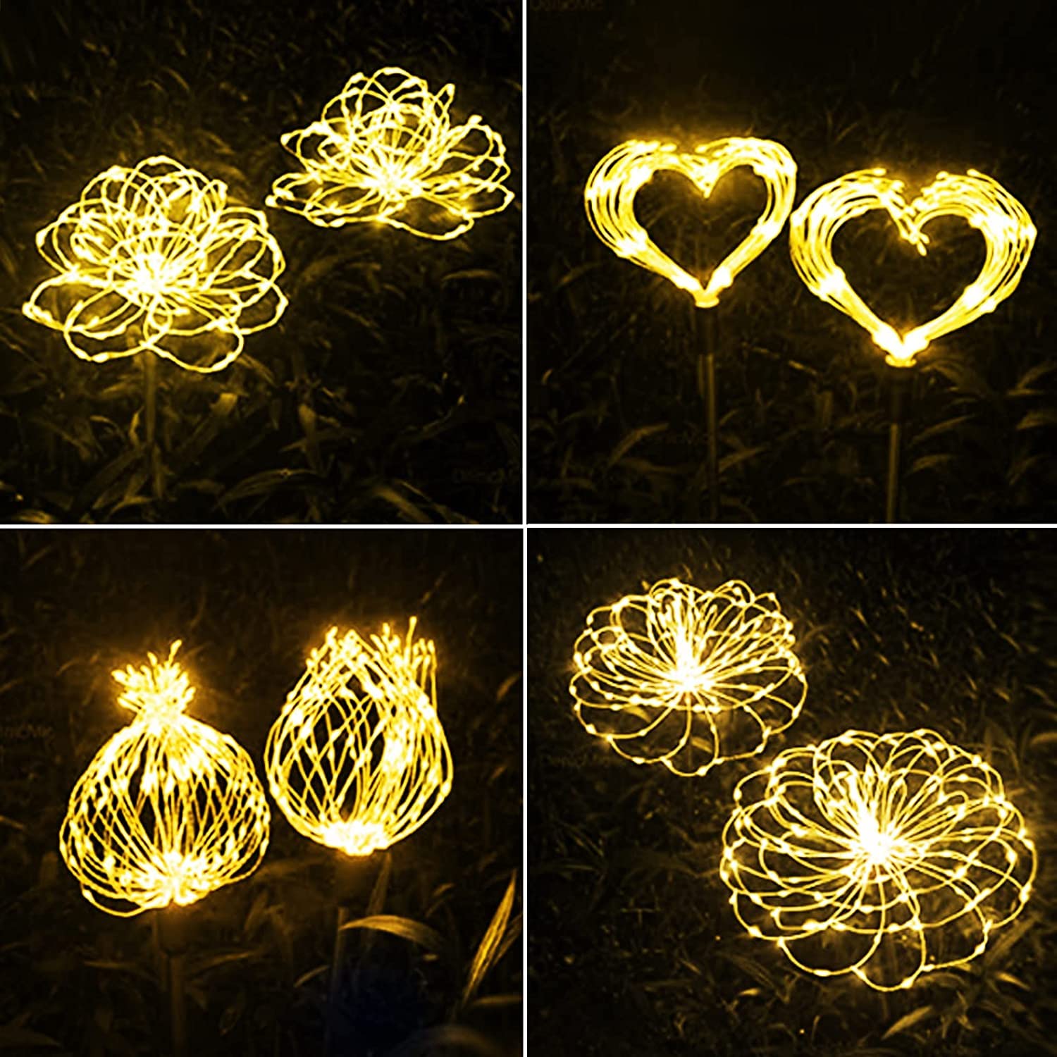 Solar Garden Lights 4-Pack Waterproof Decorative Pathway Firefly Lights For Courtyard & Garden Party Warm White