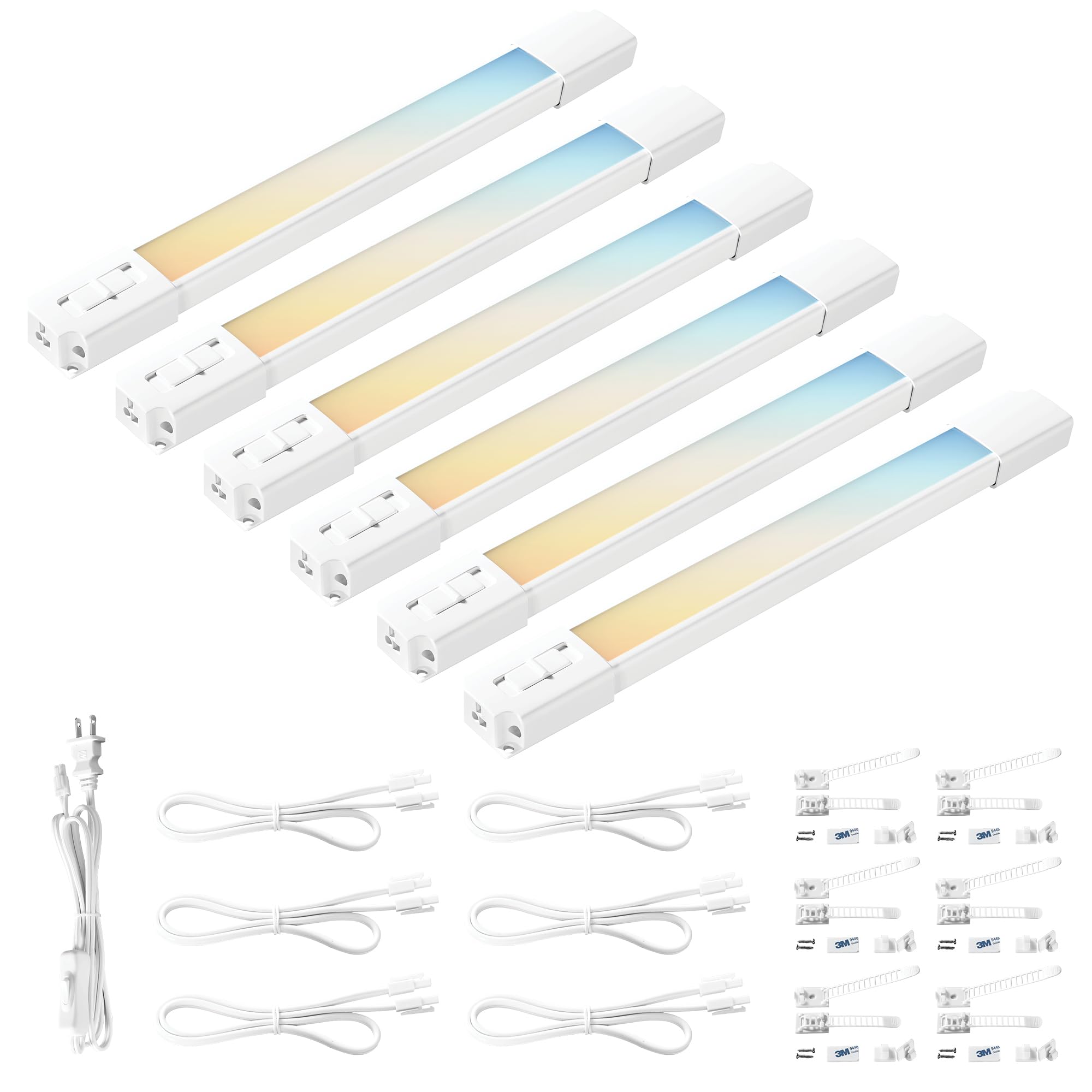 Parmida (6 Pack) Led Under Cabinet Lighting Kit, 12 Inch, 5Cct Color Selectable, 42W, Linkable Light Bar For Kitchen Counter Clo