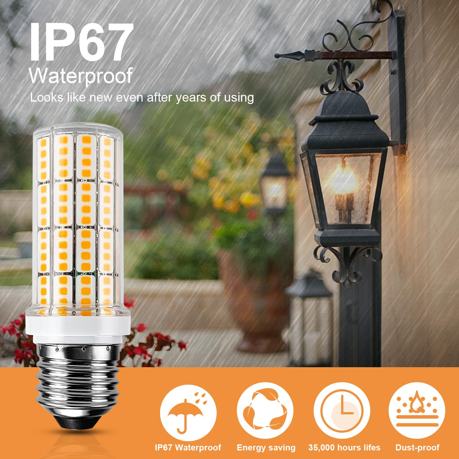 RIUVAO 6 pcs LED Corn Light Bulbs, 20w Non-Dimmable, 2500 Lumen, 3000K Cool Daylight, E26/E27 Base,